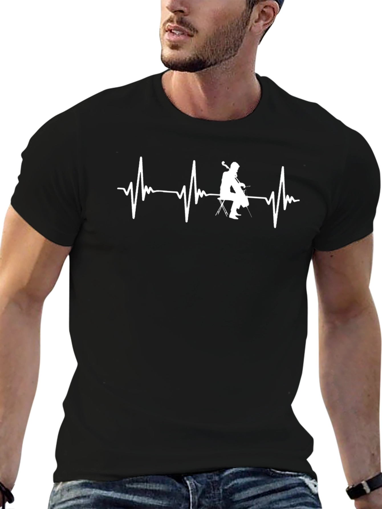 Cello Heartbeat Graphic T-Shirt - Musician Tee