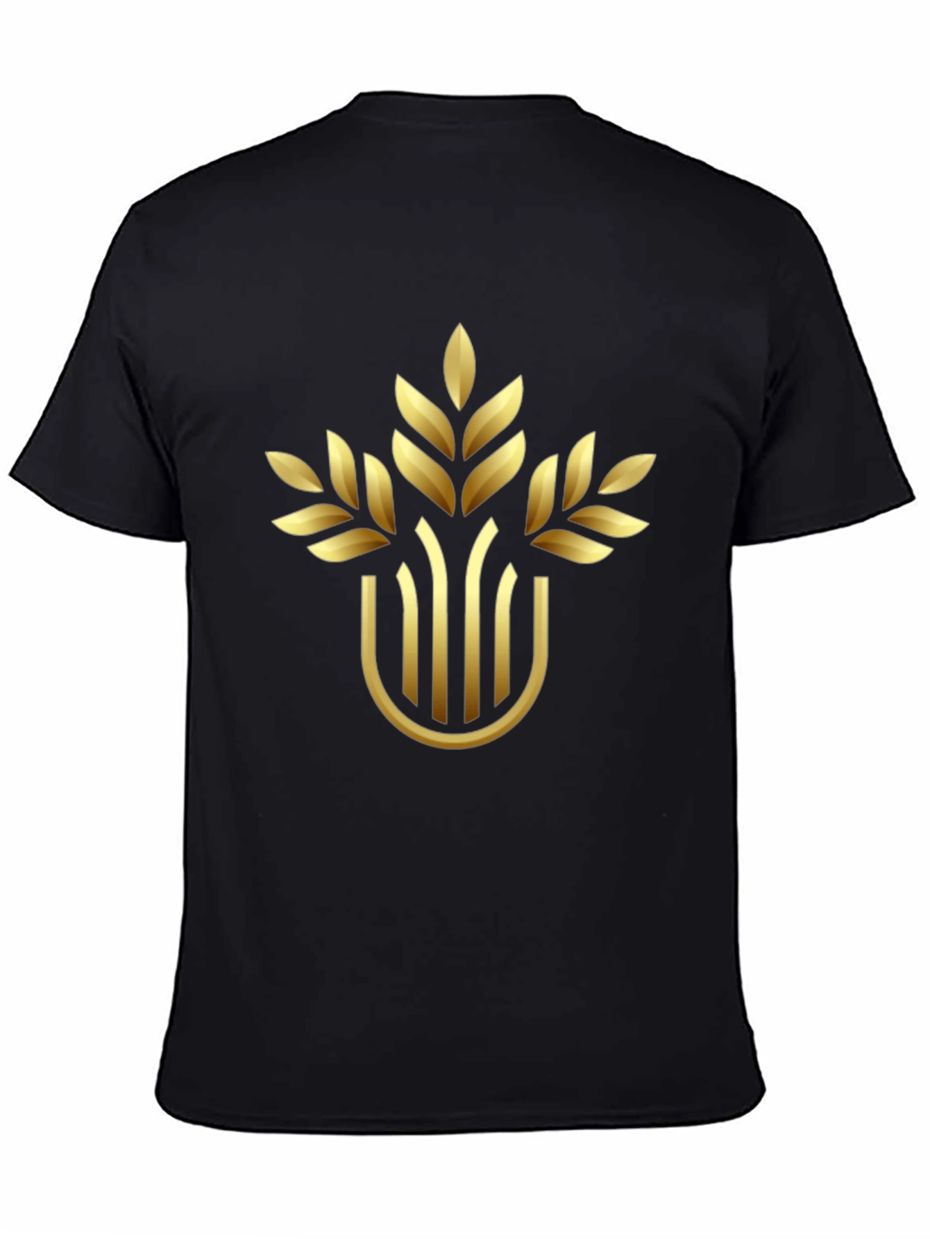 Elegant Gold Wheat Design Black T-Shirt