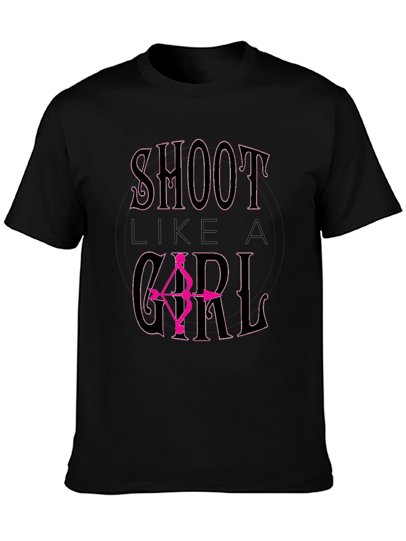 Shoot Like A Girl Black T-Shirt Archery Bow Arrow