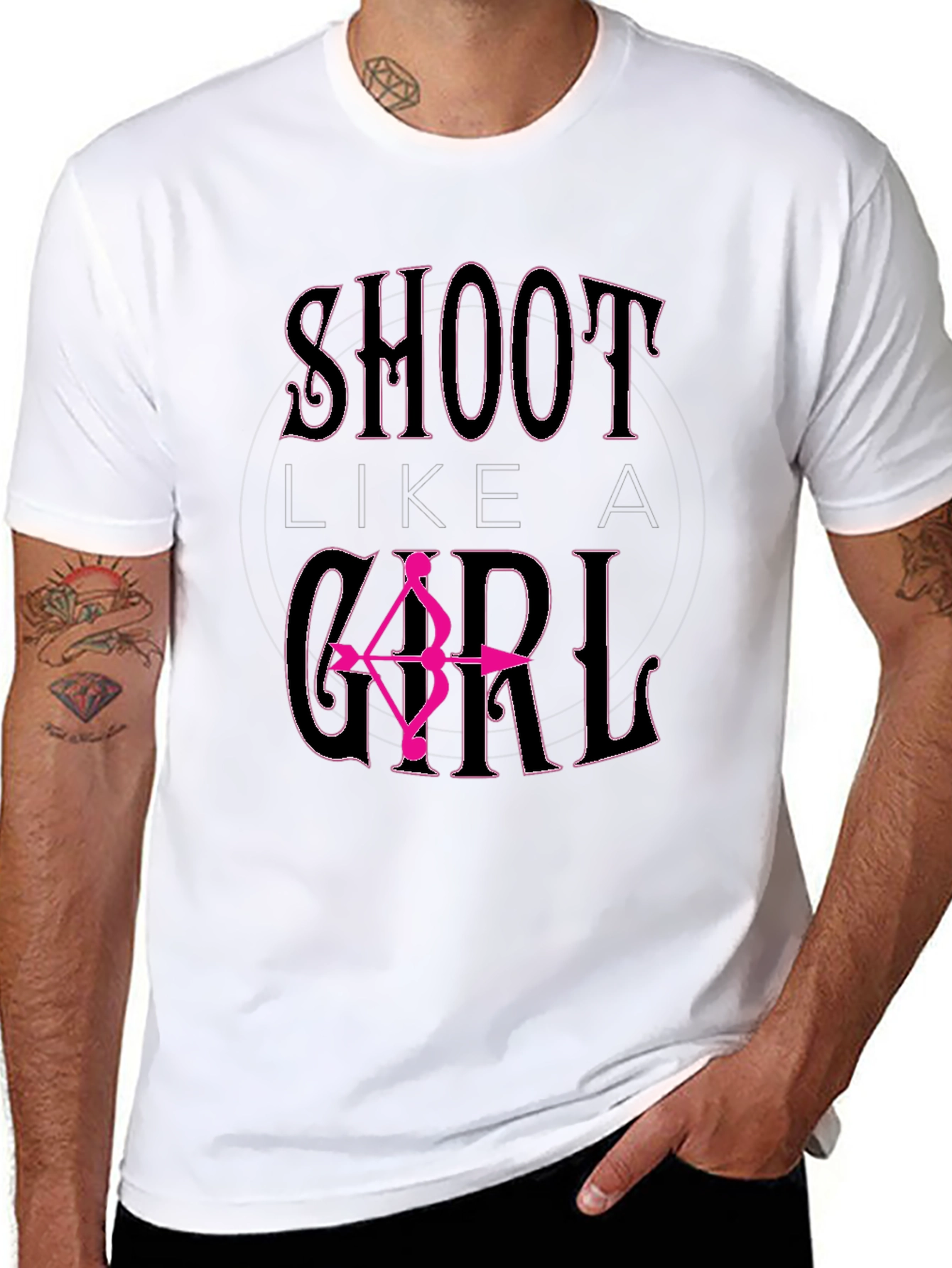 Shoot Like A Girl Black T-Shirt Archery Bow Arrow