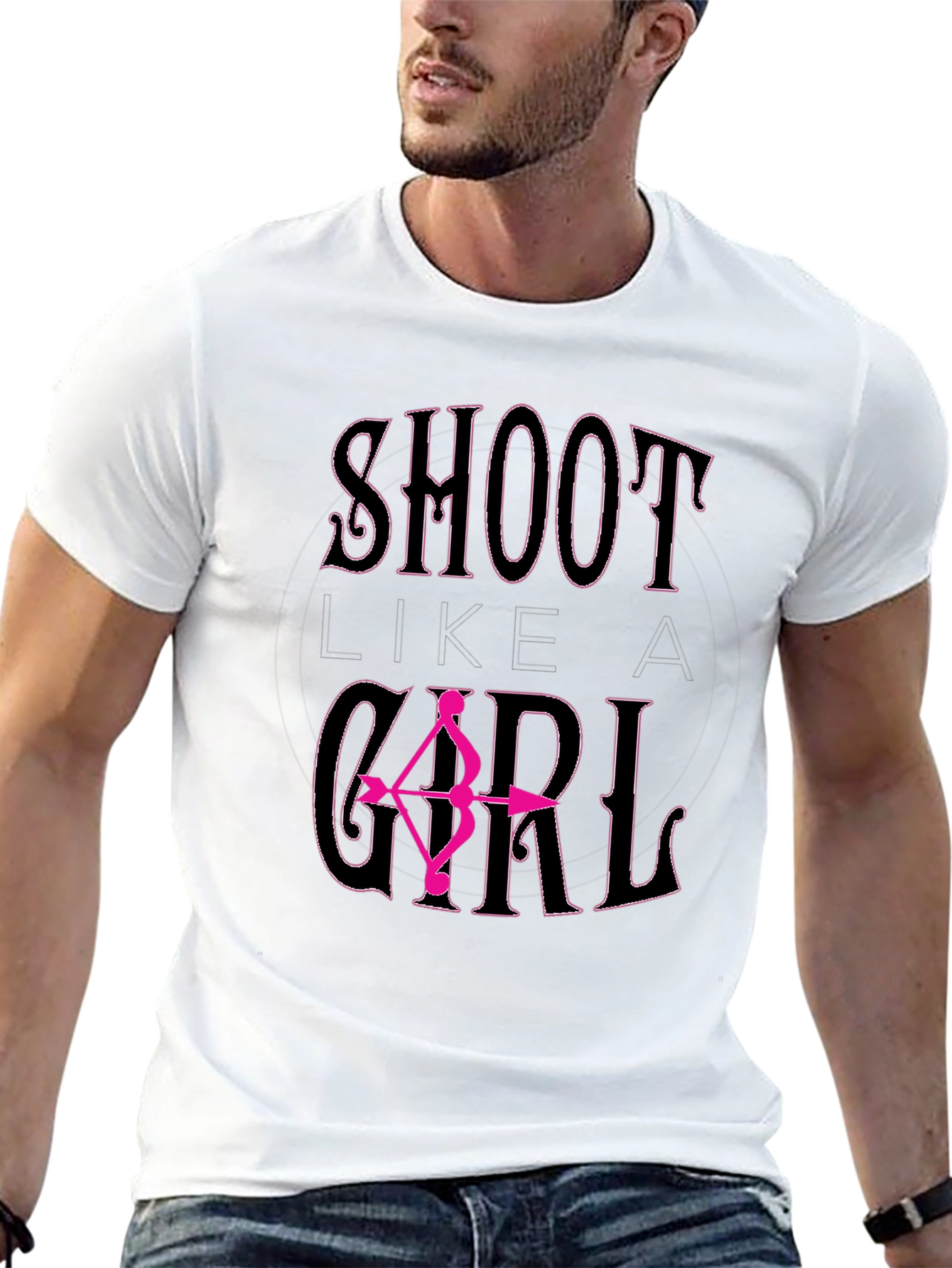 Shoot Like A Girl Black T-Shirt Archery Bow Arrow
