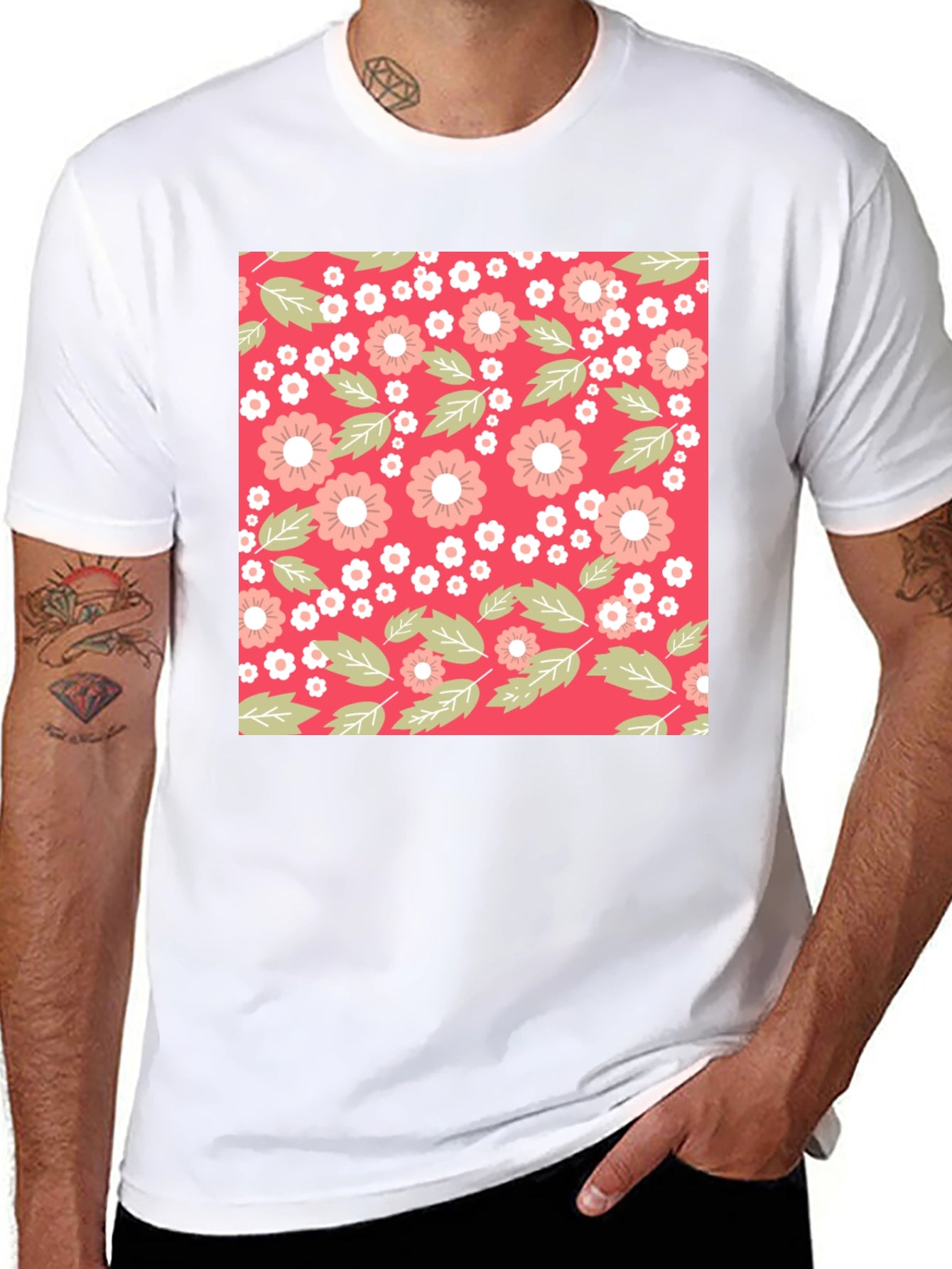 Floral Pattern T-Shirt - Trendy Casual Wear