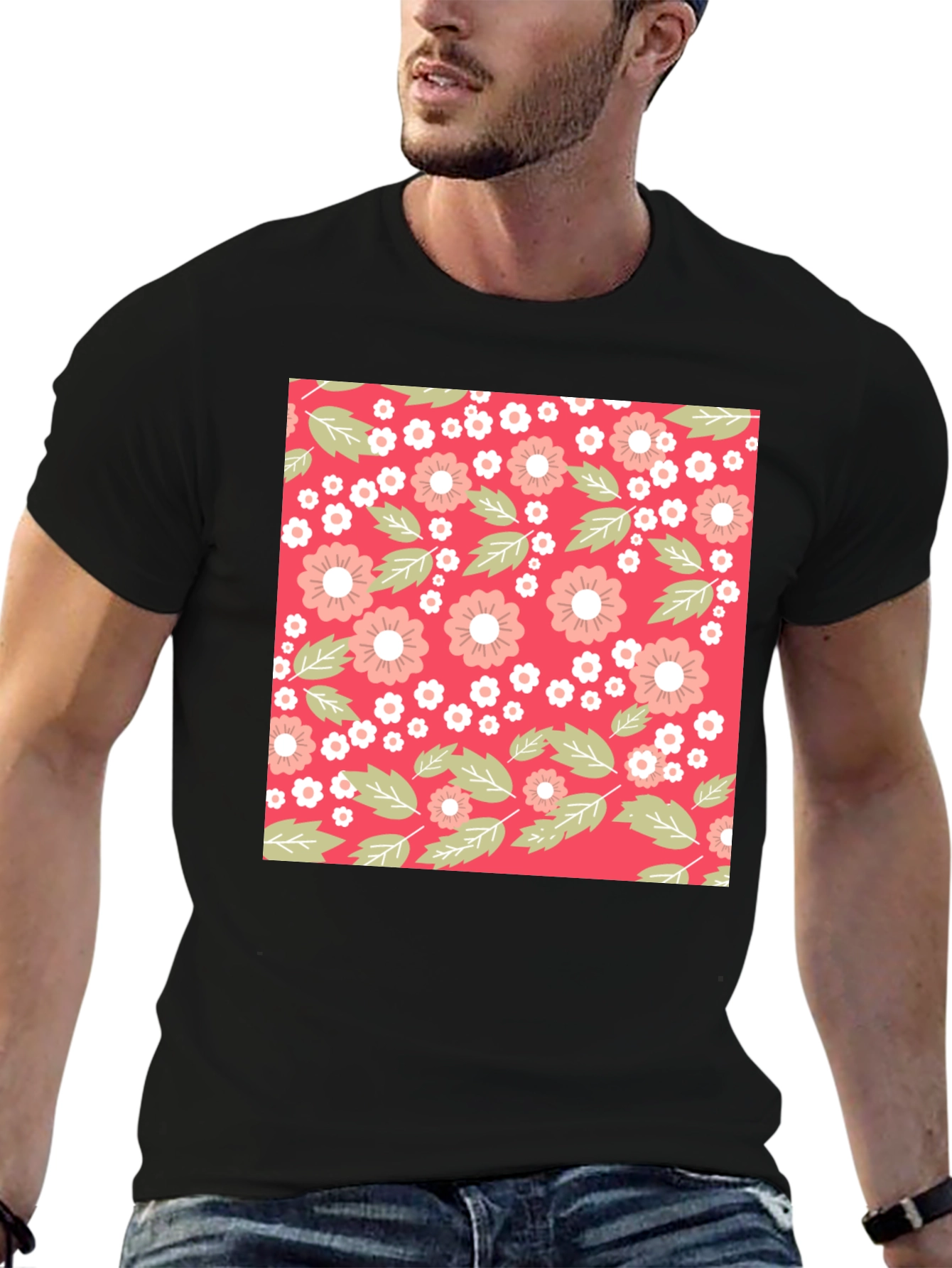 Floral Pattern T-Shirt - Trendy Casual Wear