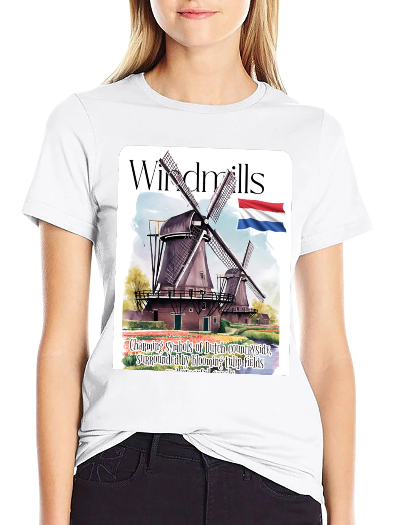 Dutch Windmill T-Shirt - Charming Countryside Tee