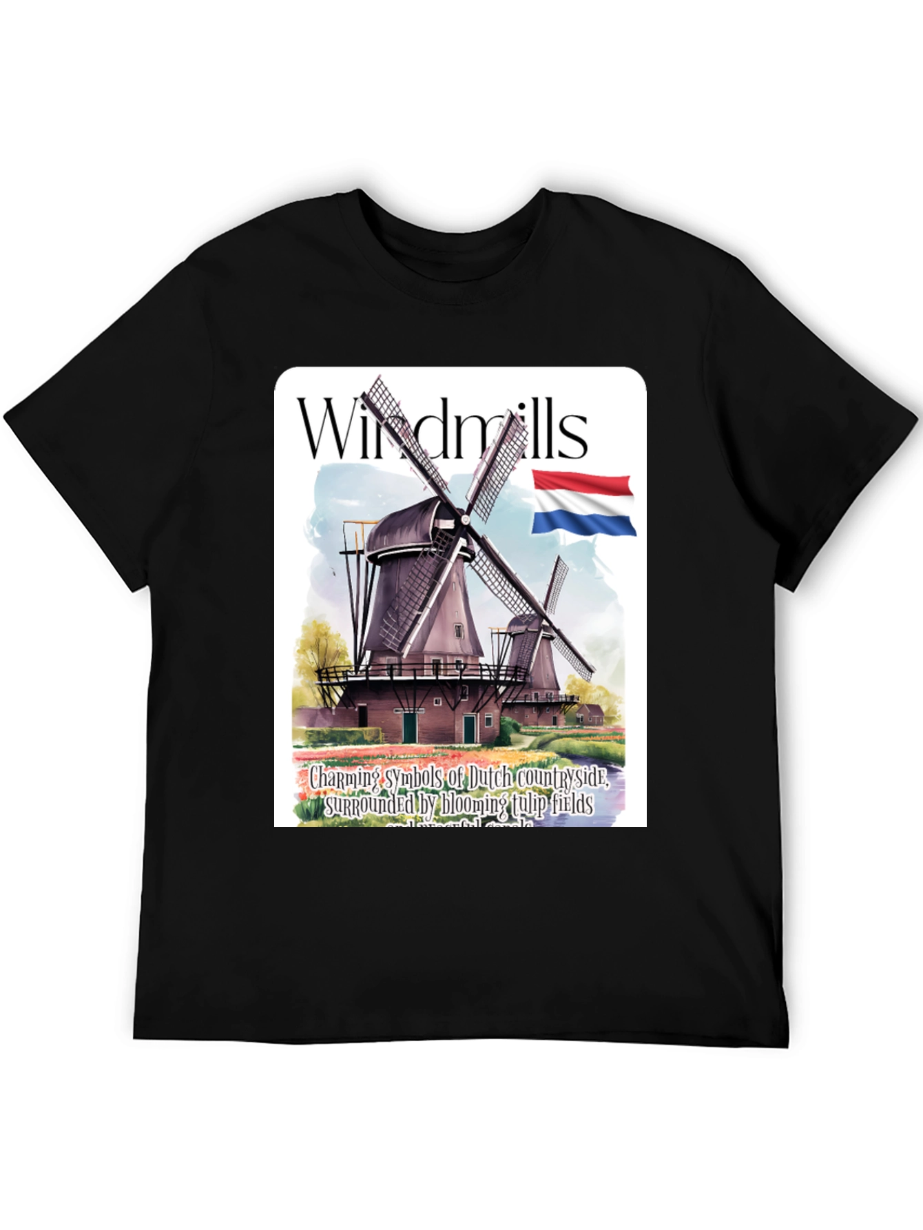 Dutch Windmill T-Shirt - Charming Countryside Tee