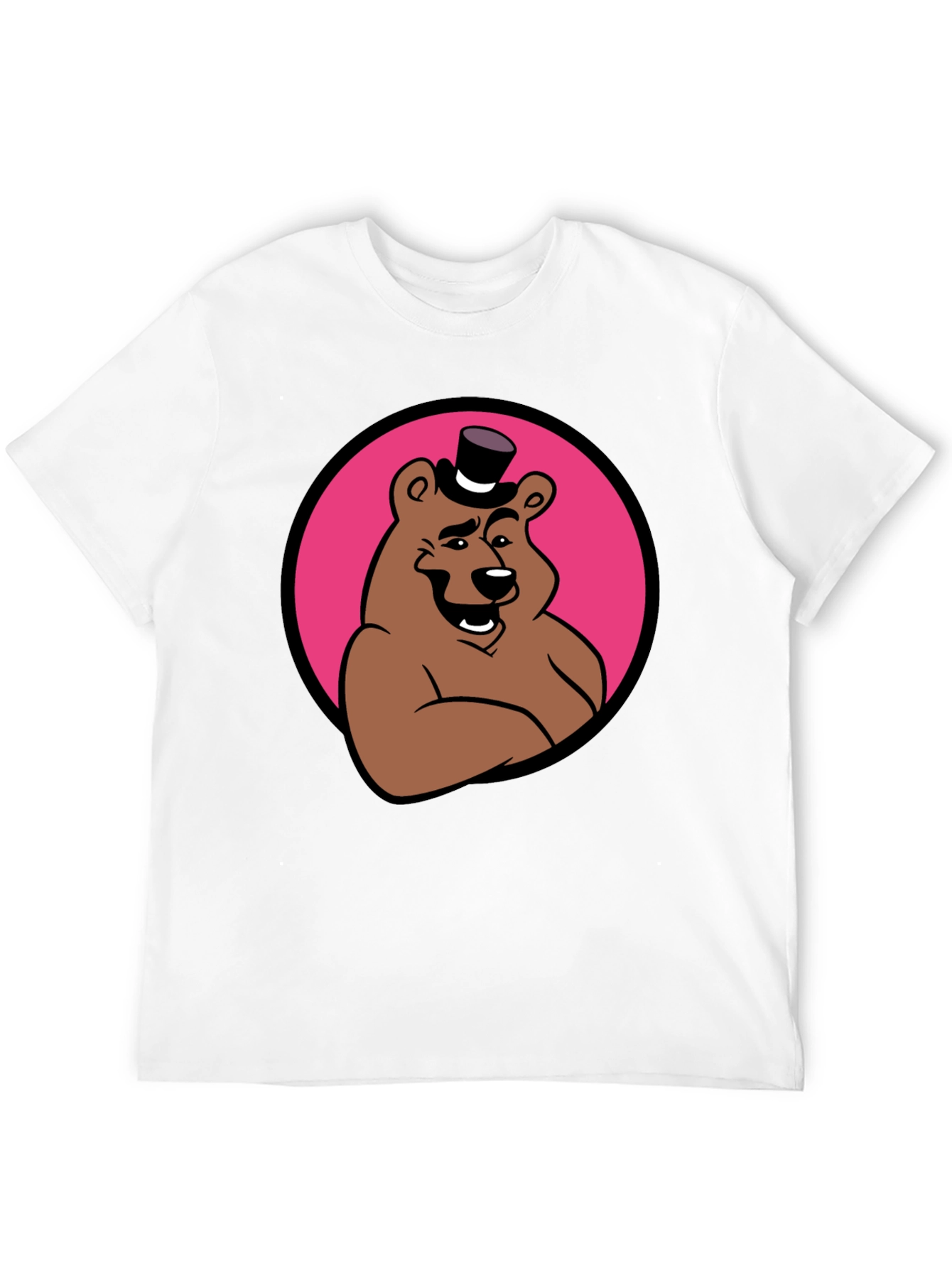 Cartoon Bear Graphic Tee - Black