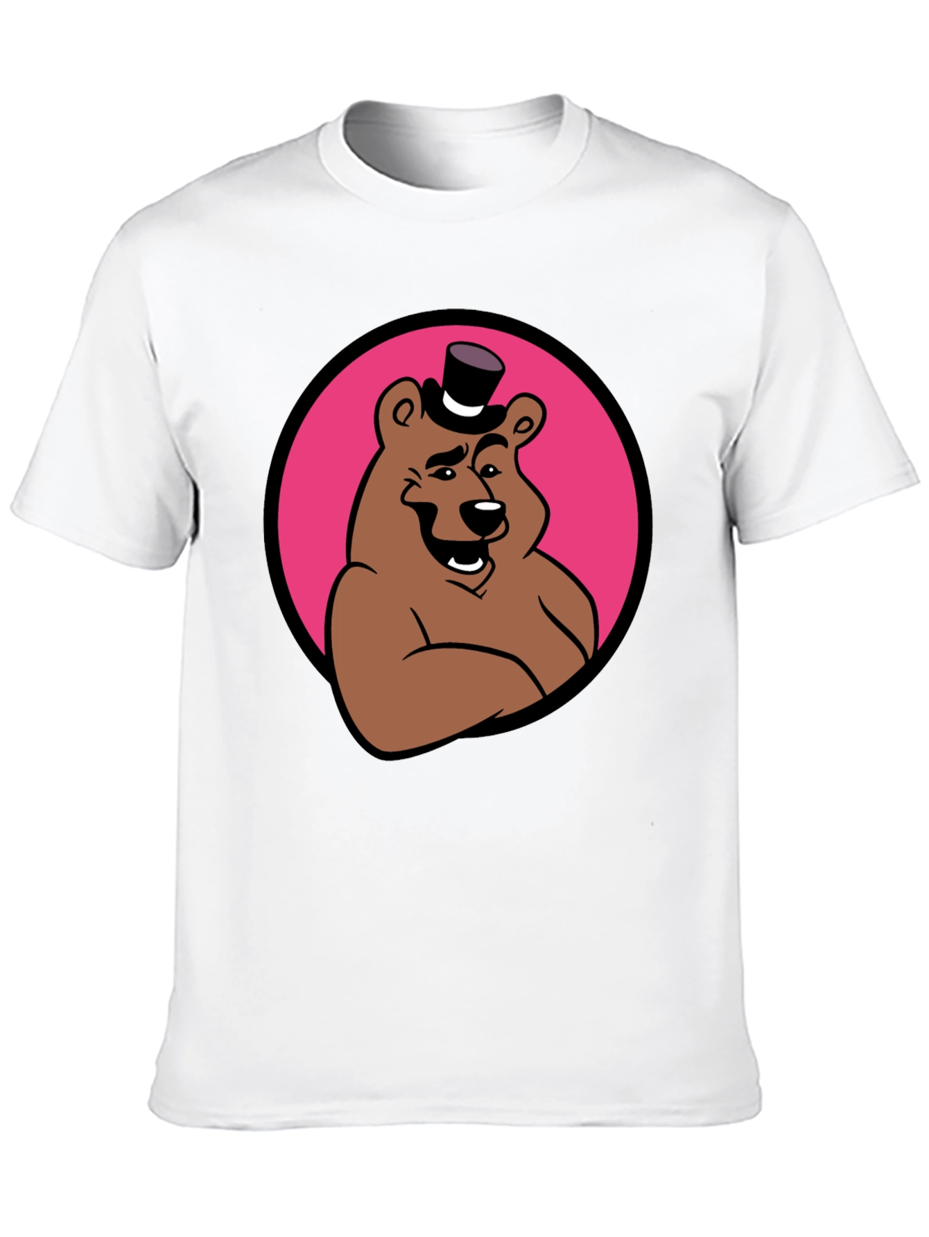 Cartoon Bear Graphic Tee - Black
