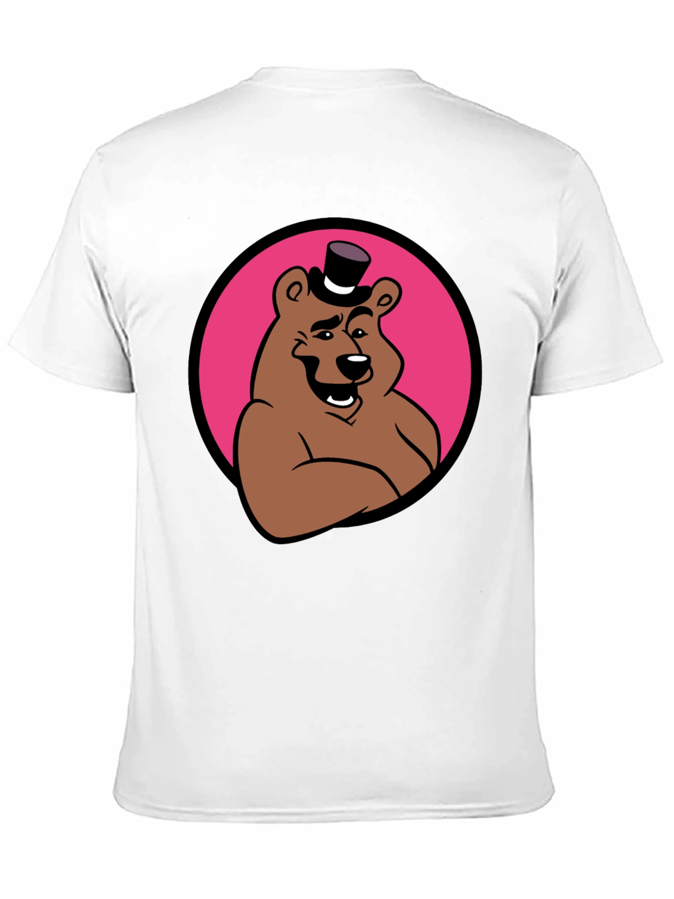 Cartoon Bear Graphic Tee - Black