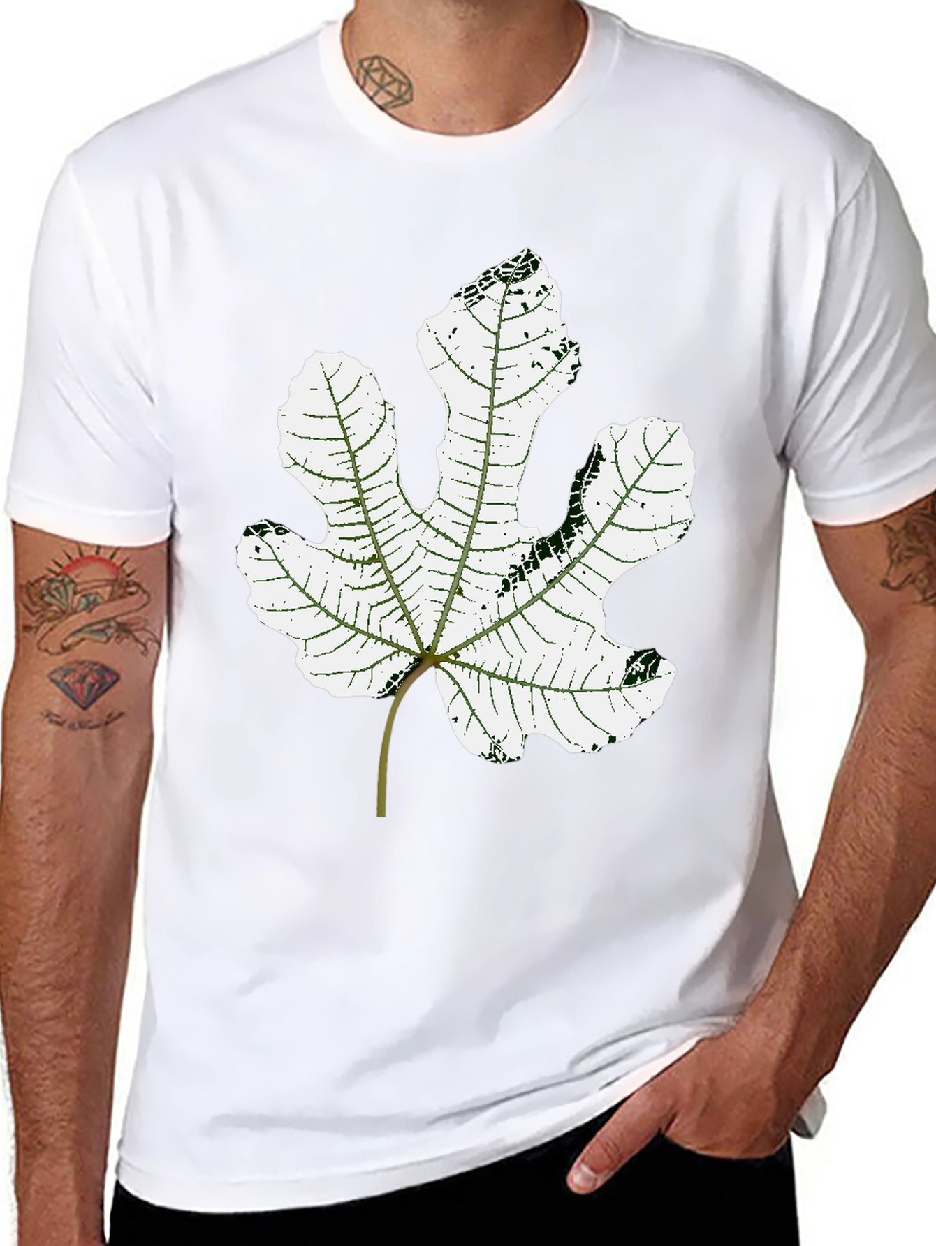 Fig Leaf Graphic Tee - Stylish Unisex Black T-Shirt