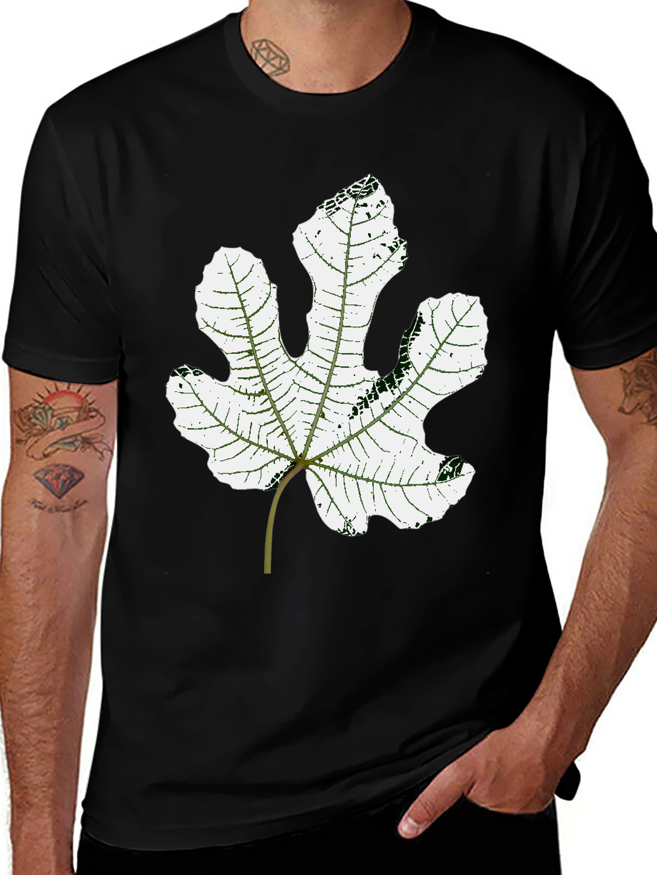 Fig Leaf Graphic Tee - Stylish Unisex Black T-Shirt