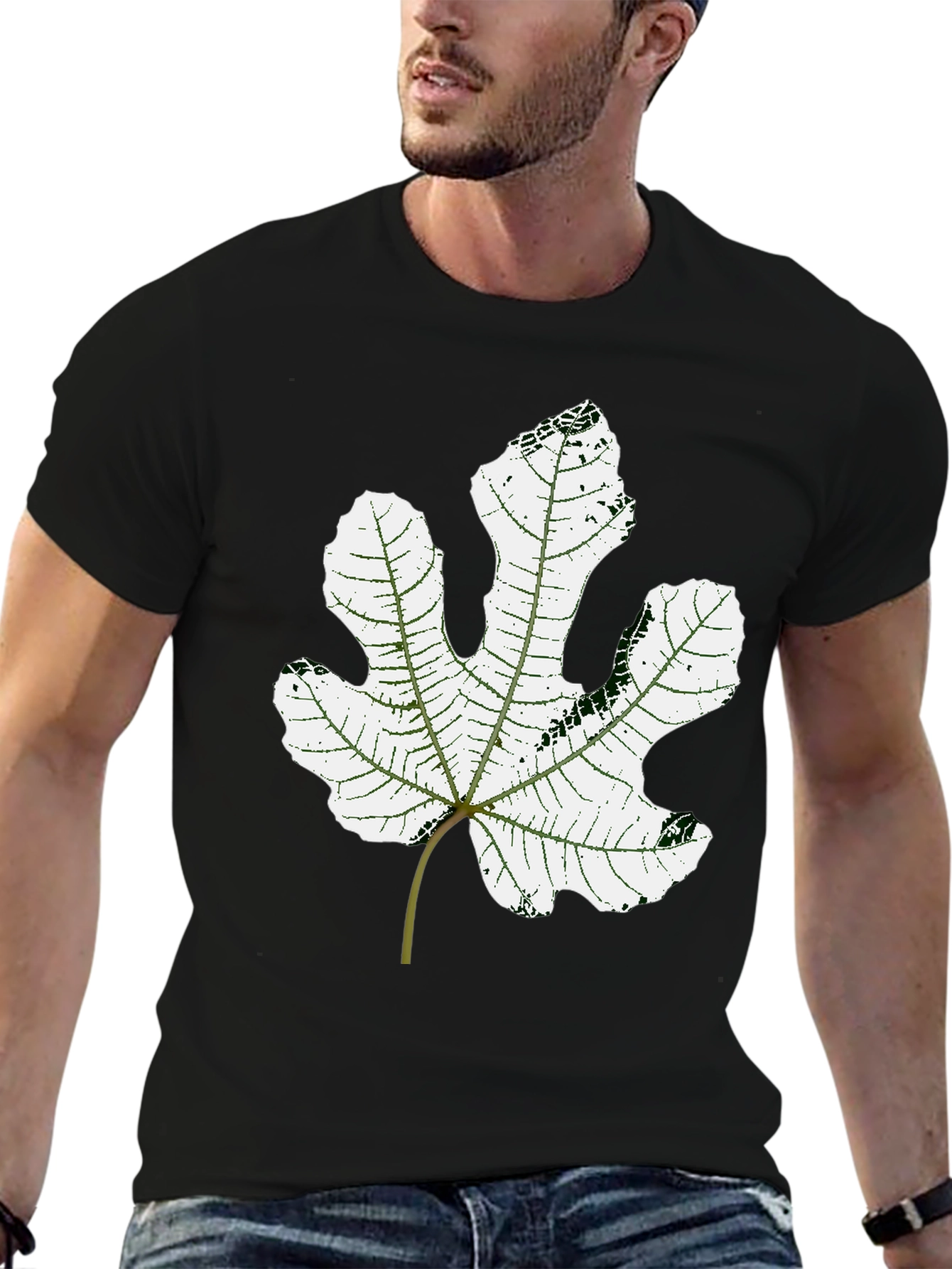Fig Leaf Graphic Tee - Stylish Unisex Black T-Shirt