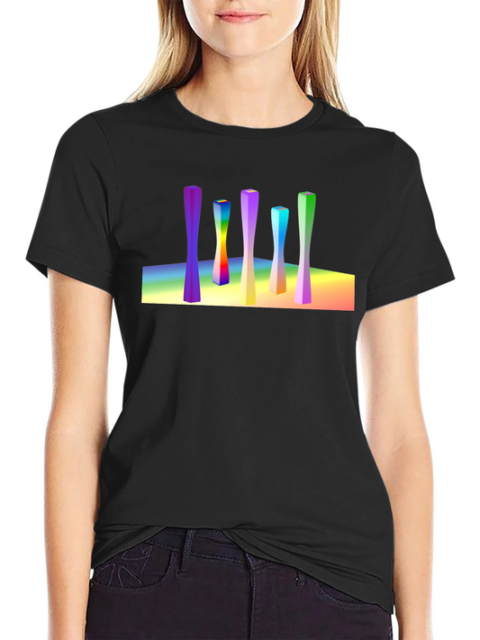 Abstract Art Rainbow Columns Black Tee