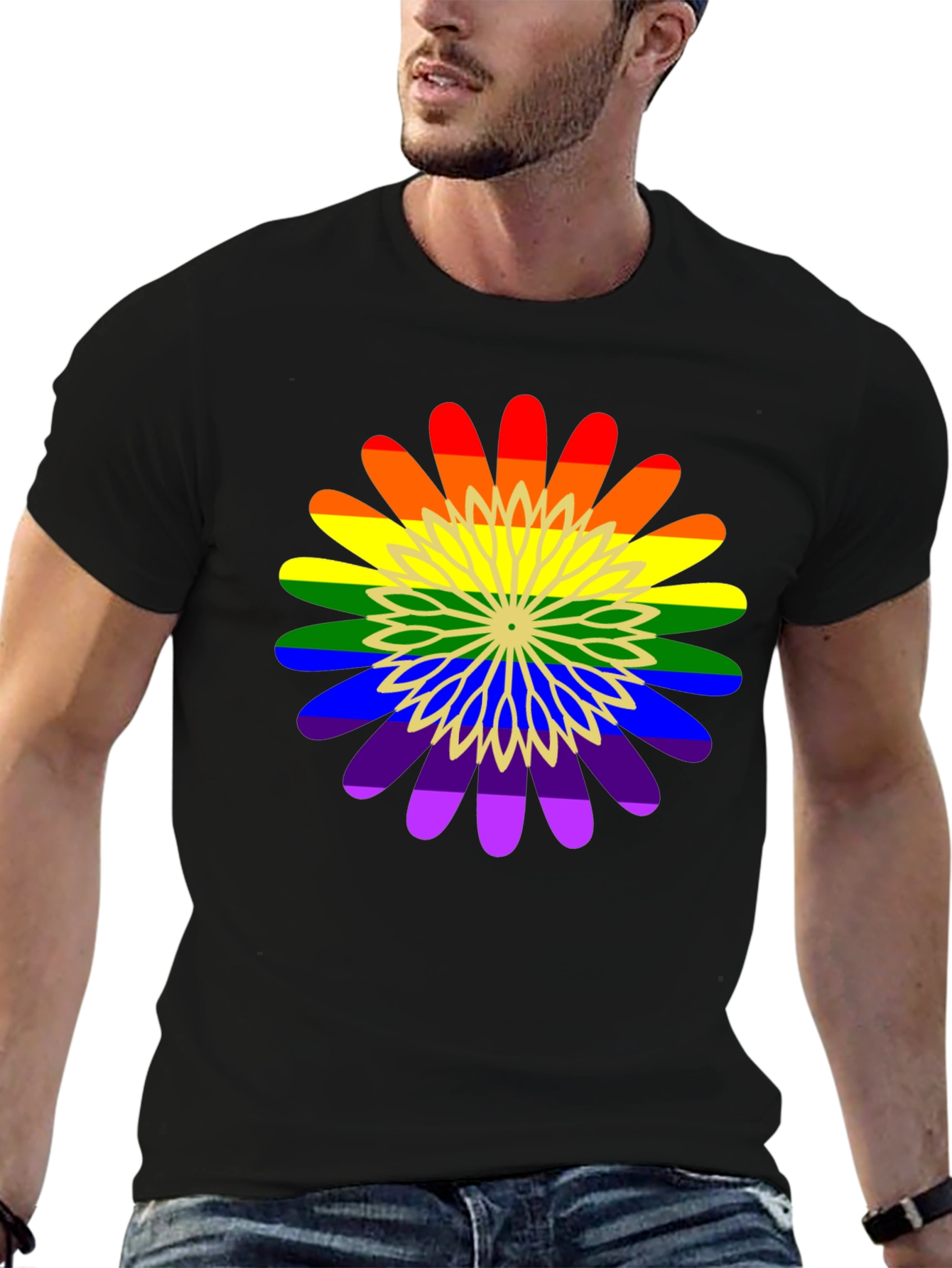Rainbow Flower Graphic Tee - Pride Apparel