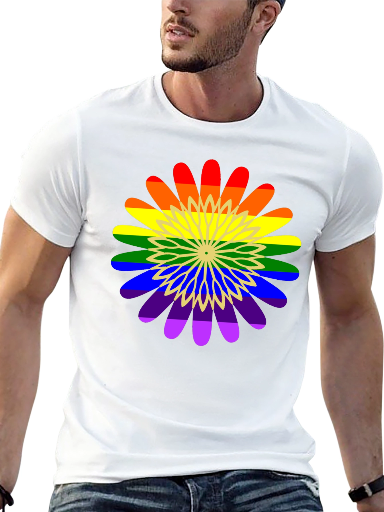 Rainbow Flower Graphic Tee - Pride Apparel