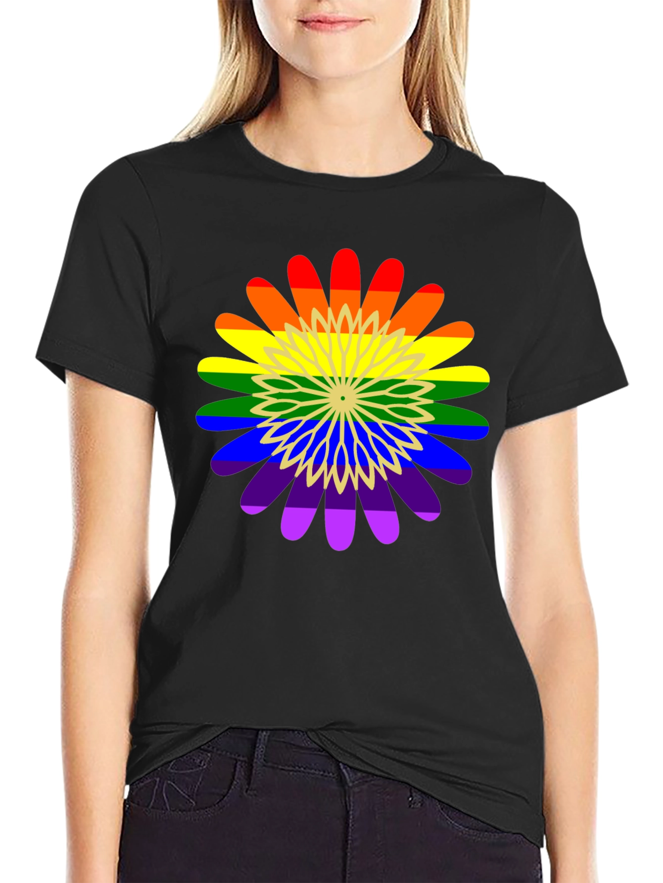Rainbow Flower Graphic Tee - Pride Apparel