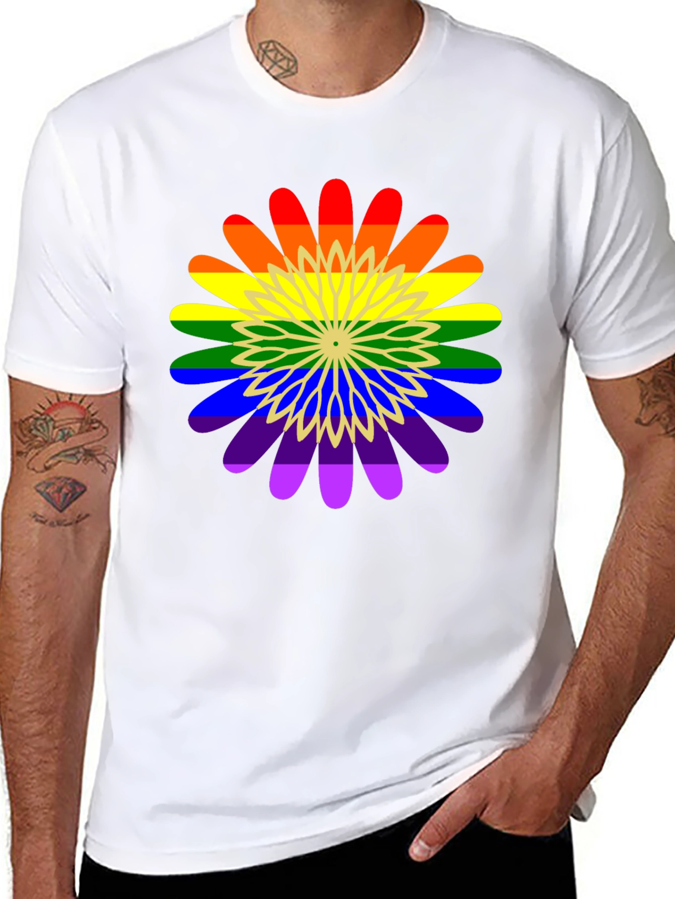 Rainbow Flower Graphic Tee - Pride Apparel