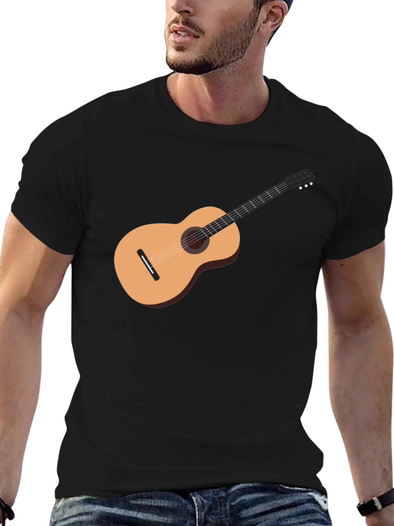 Guitar Graphic Black T-Shirt - Music Lover Tee