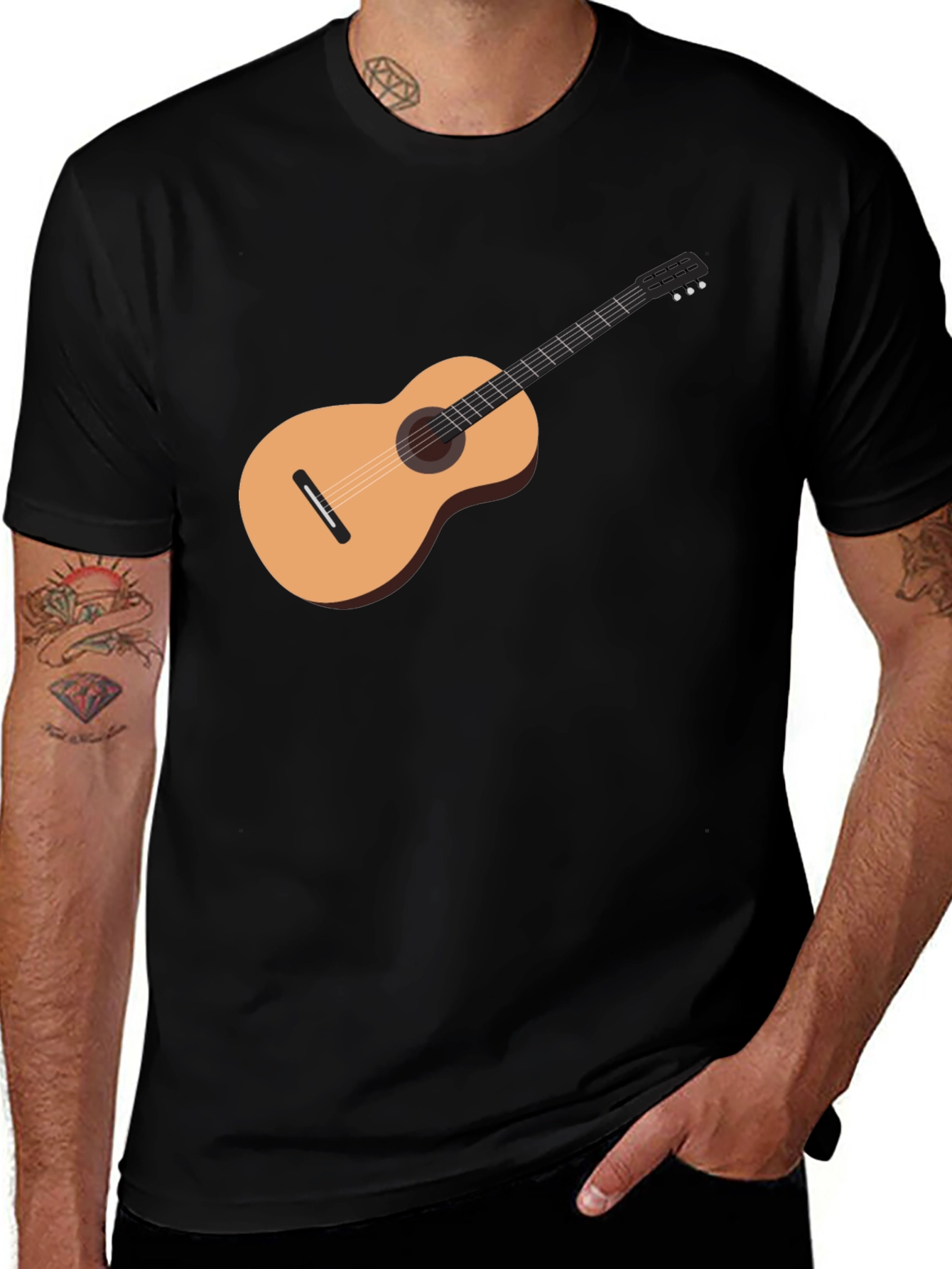 Guitar Graphic Black T-Shirt - Music Lover Tee