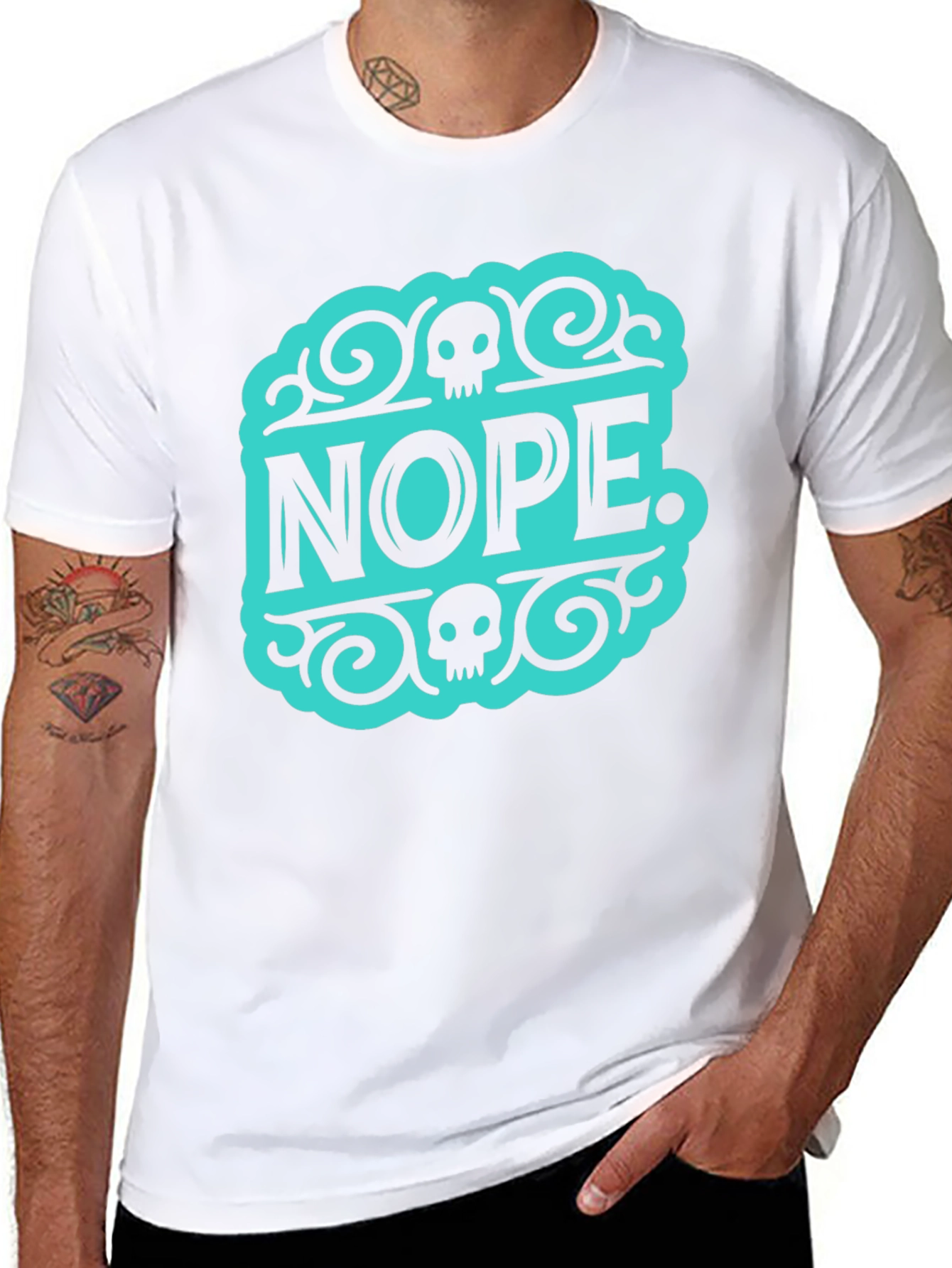 Nope Skull Graphic Tee - Black Cotton T-Shirt