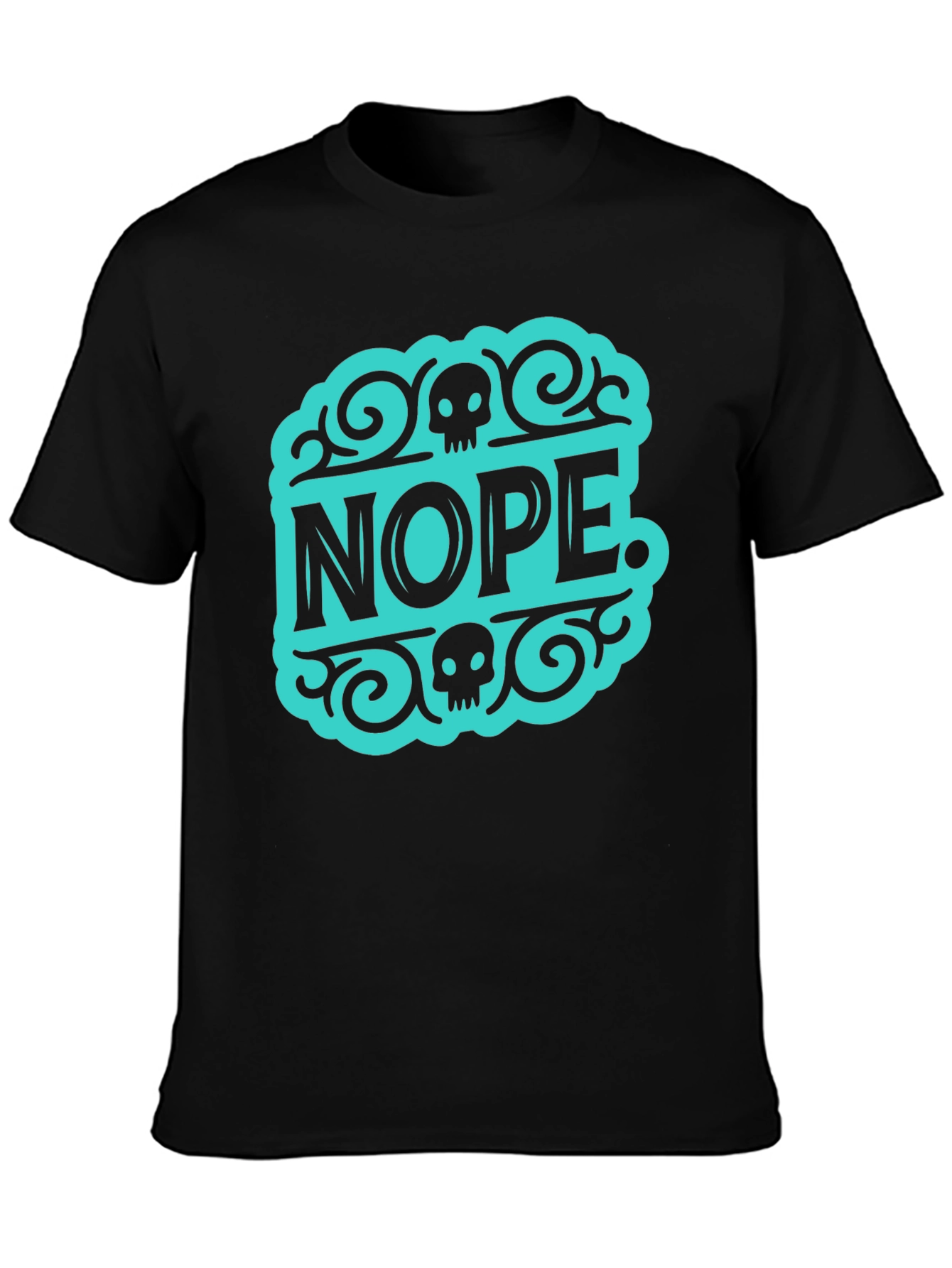Nope Skull Graphic Tee - Black Cotton T-Shirt