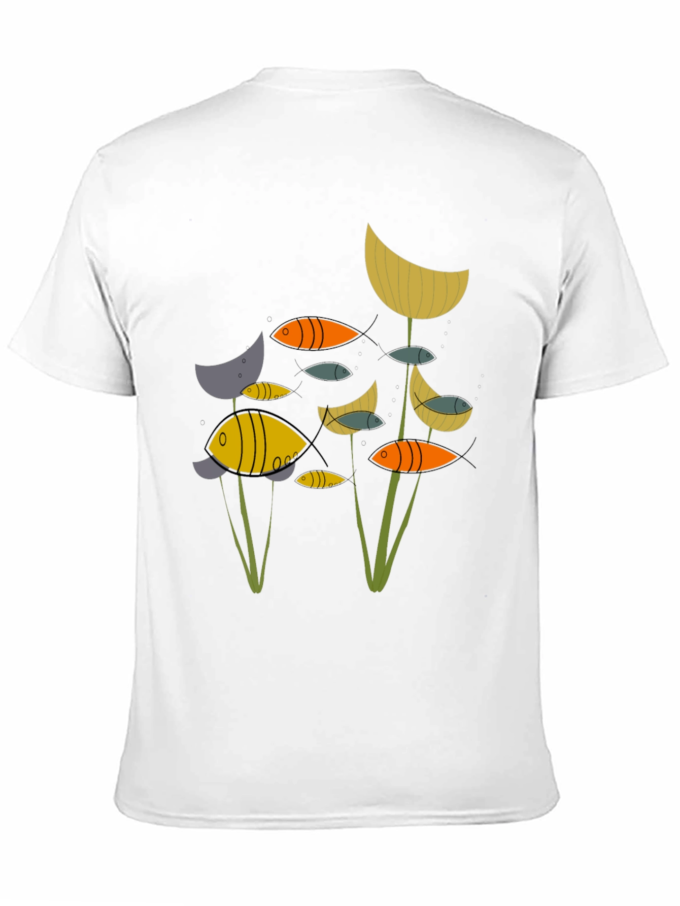 Abstract Fish Graphic Print Black T-Shirt