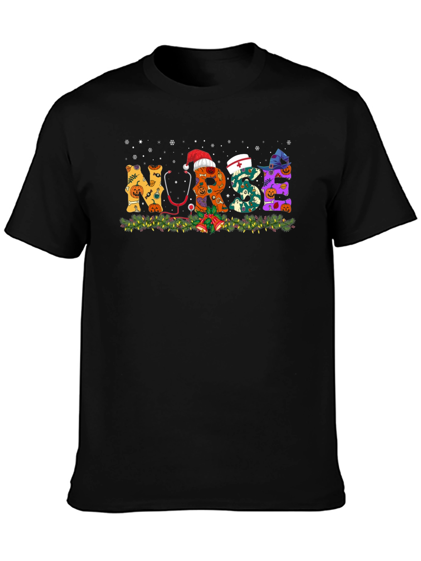 Nurse Halloween Christmas Graphic T-Shirt