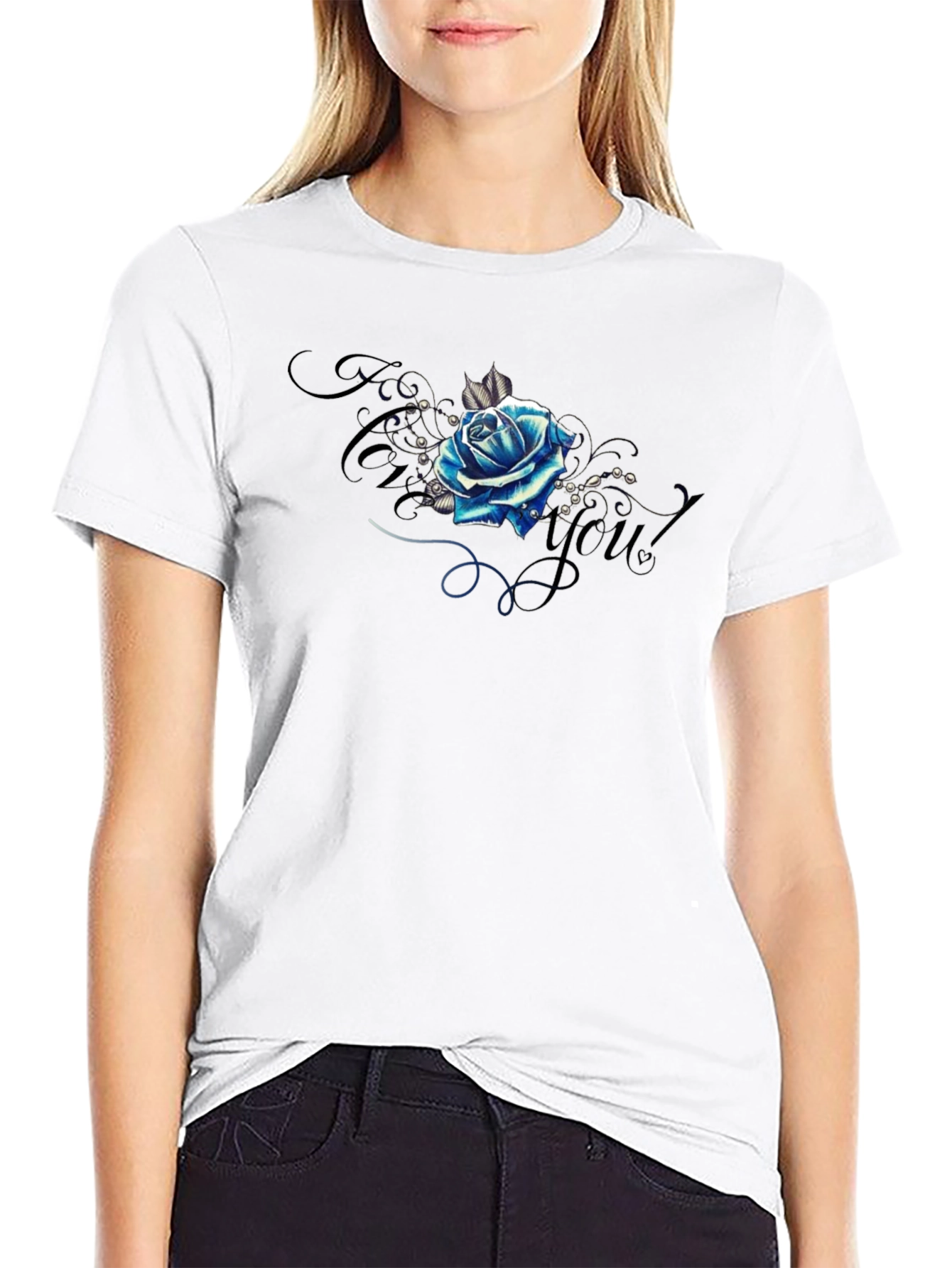 Blue Rose Graphic Tee - Stylish Mens T-Shirt