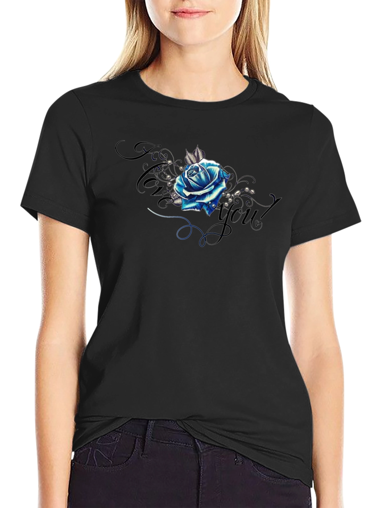 Blue Rose Graphic Tee - Stylish Mens T-Shirt