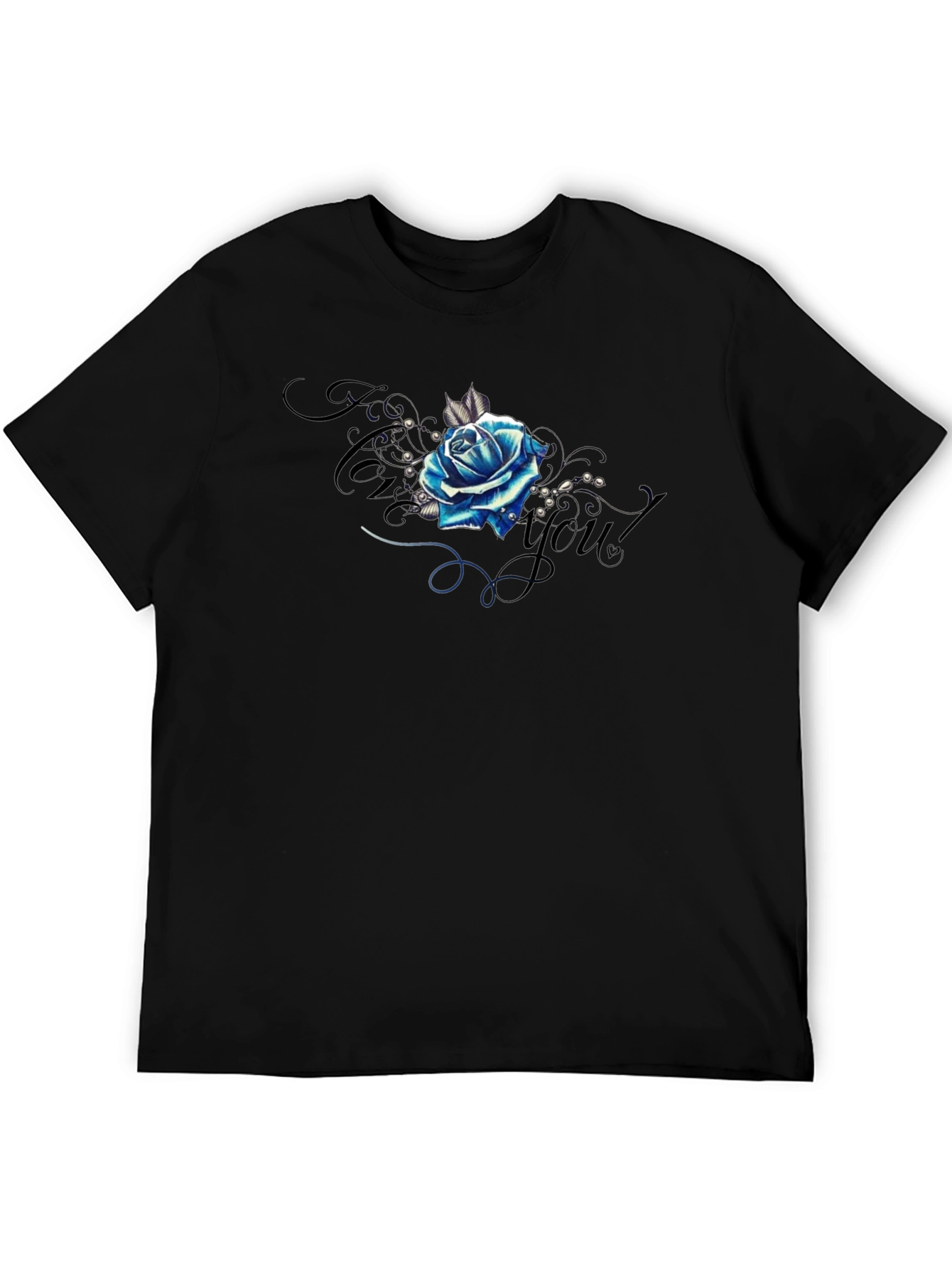 Blue Rose Graphic Tee - Stylish Mens T-Shirt