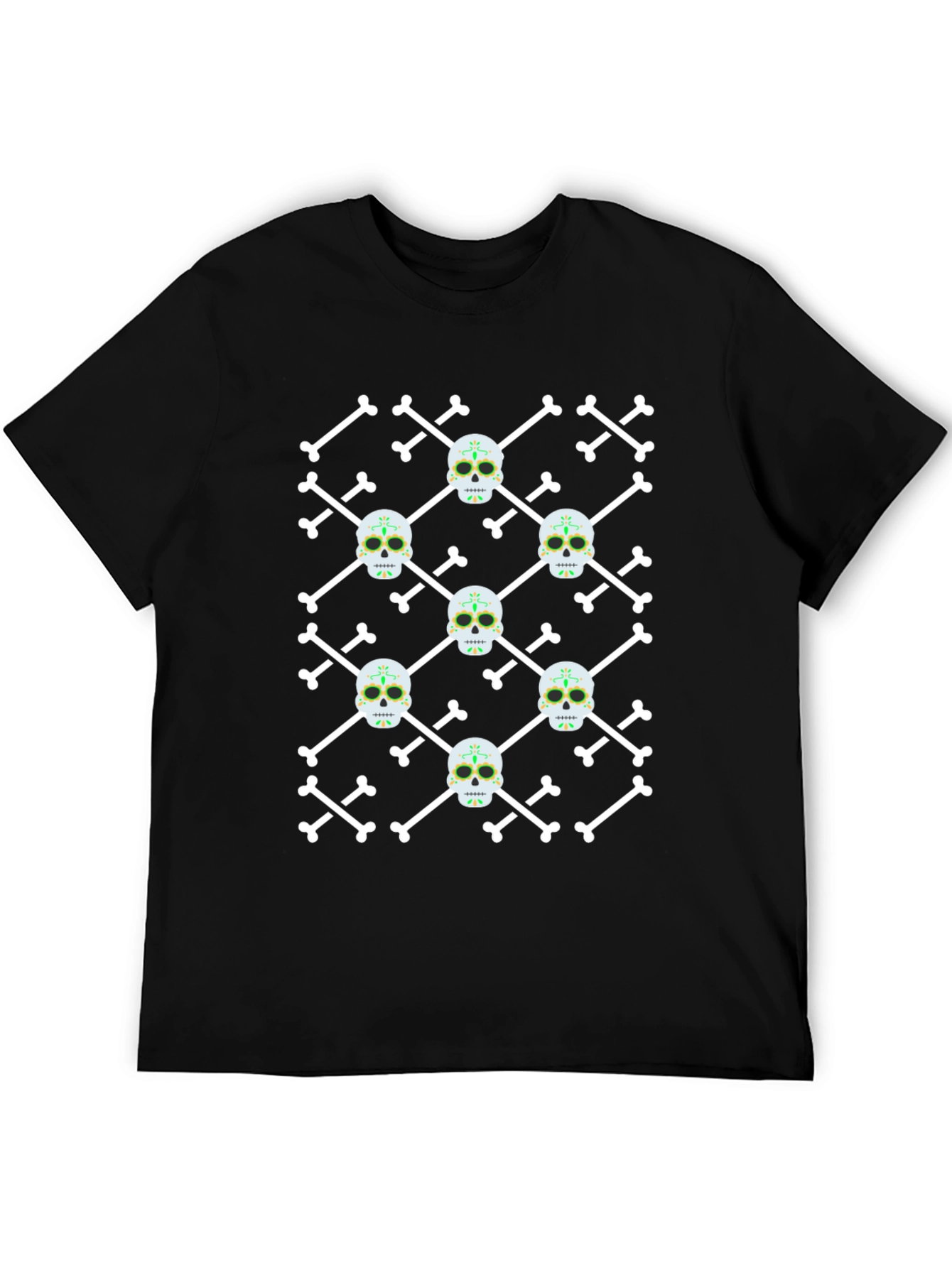 Skull and Crossbones Pattern Black T-Shirt