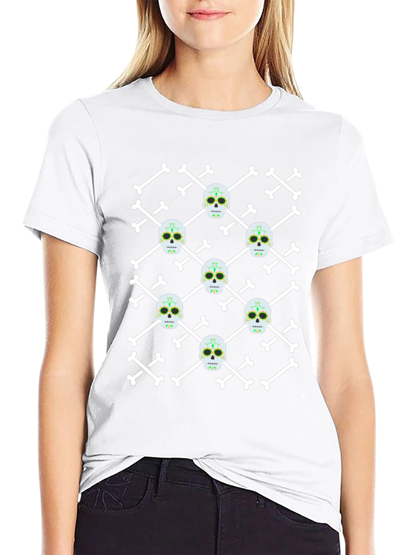 Skull and Crossbones Pattern Black T-Shirt
