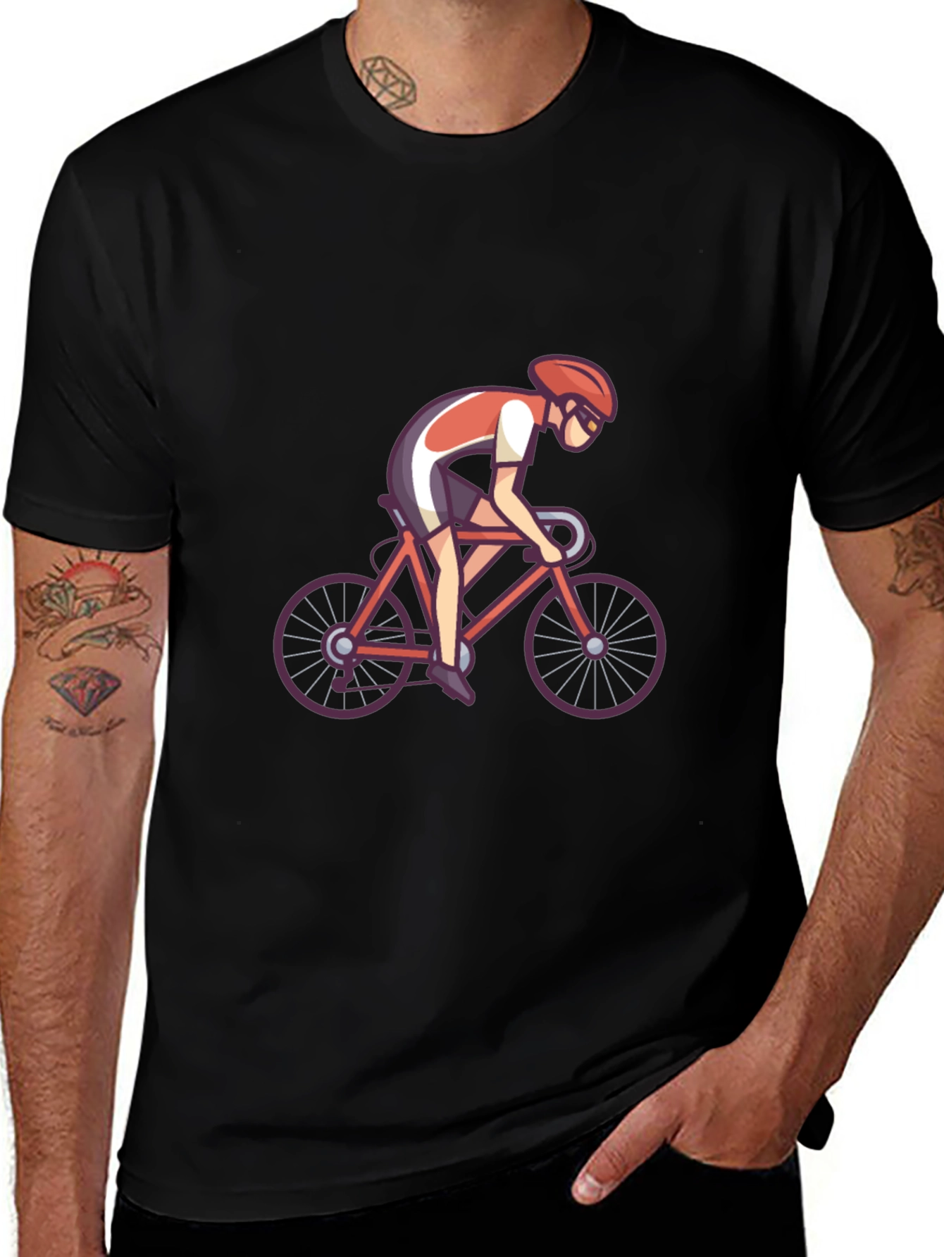 Black T-shirt with Cyclist Graphic