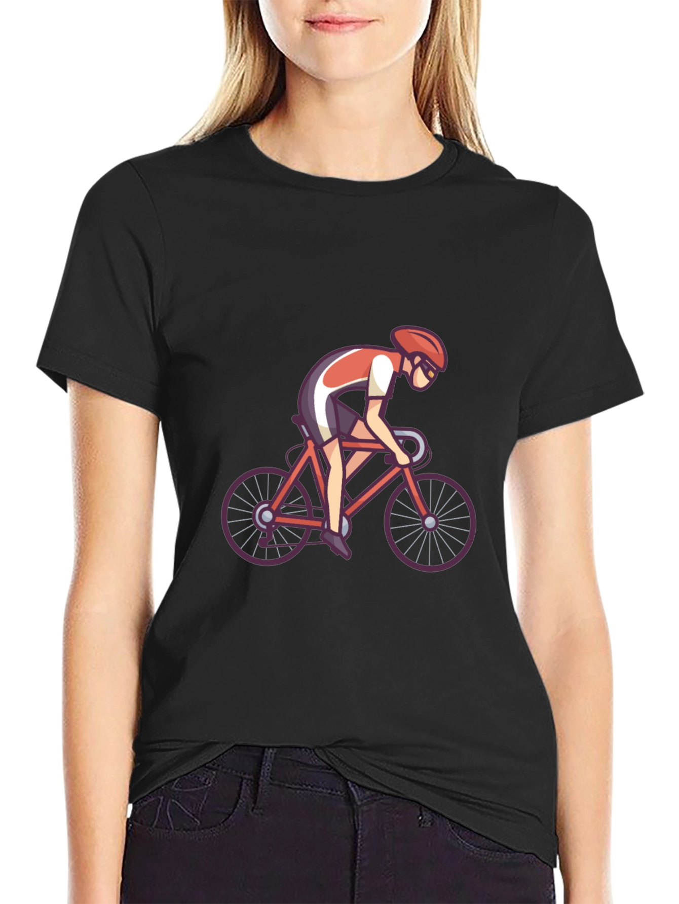 Black T-shirt with Cyclist Graphic