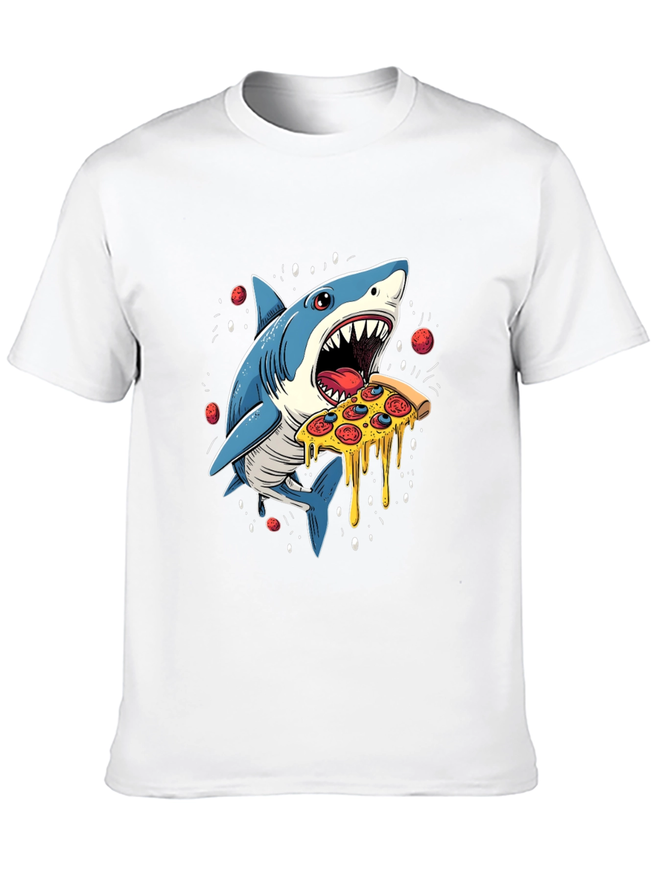 Shark Pizza T-Shirt - Novelty Graphic Tee