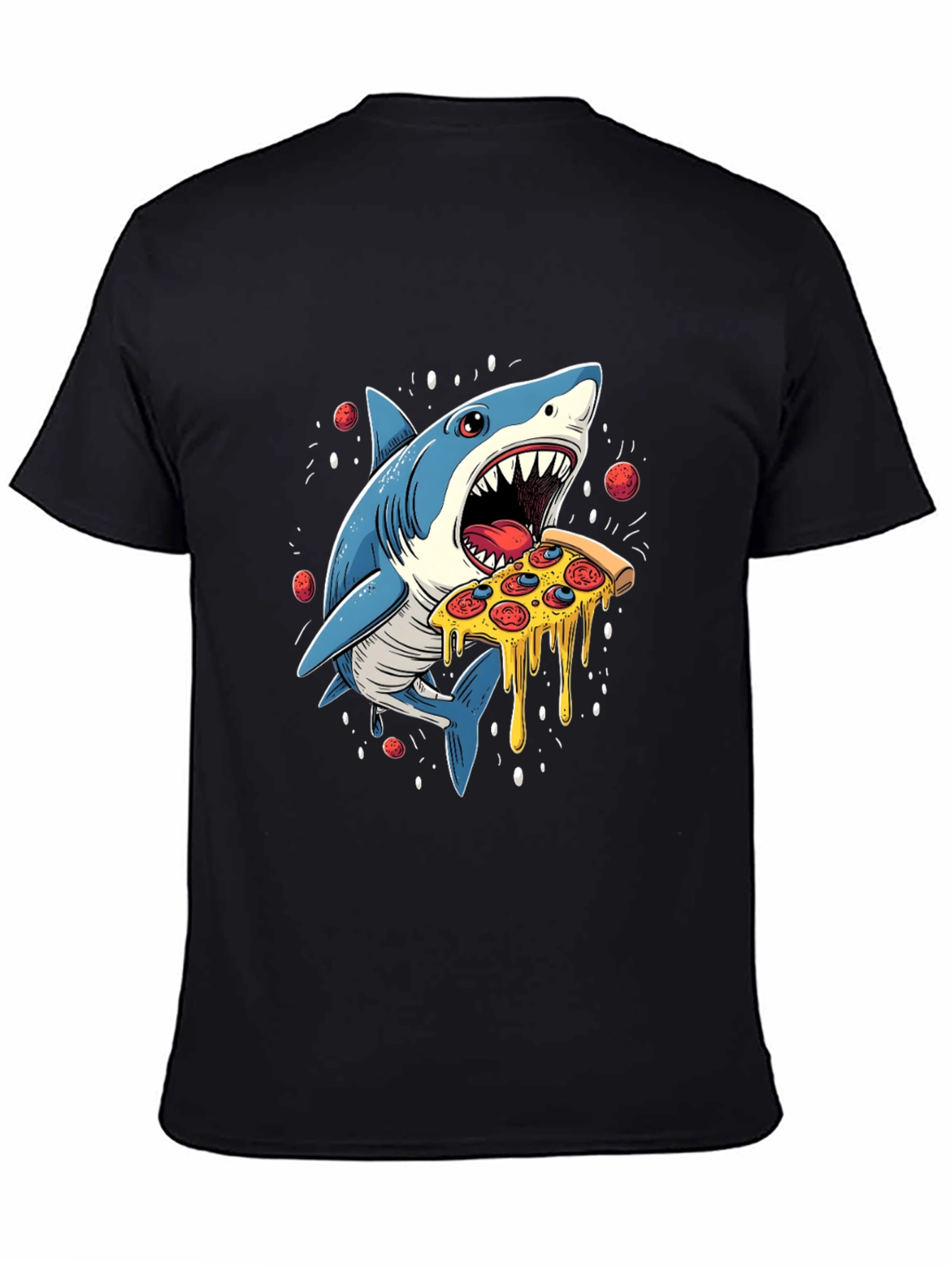 Shark Pizza T-Shirt - Novelty Graphic Tee