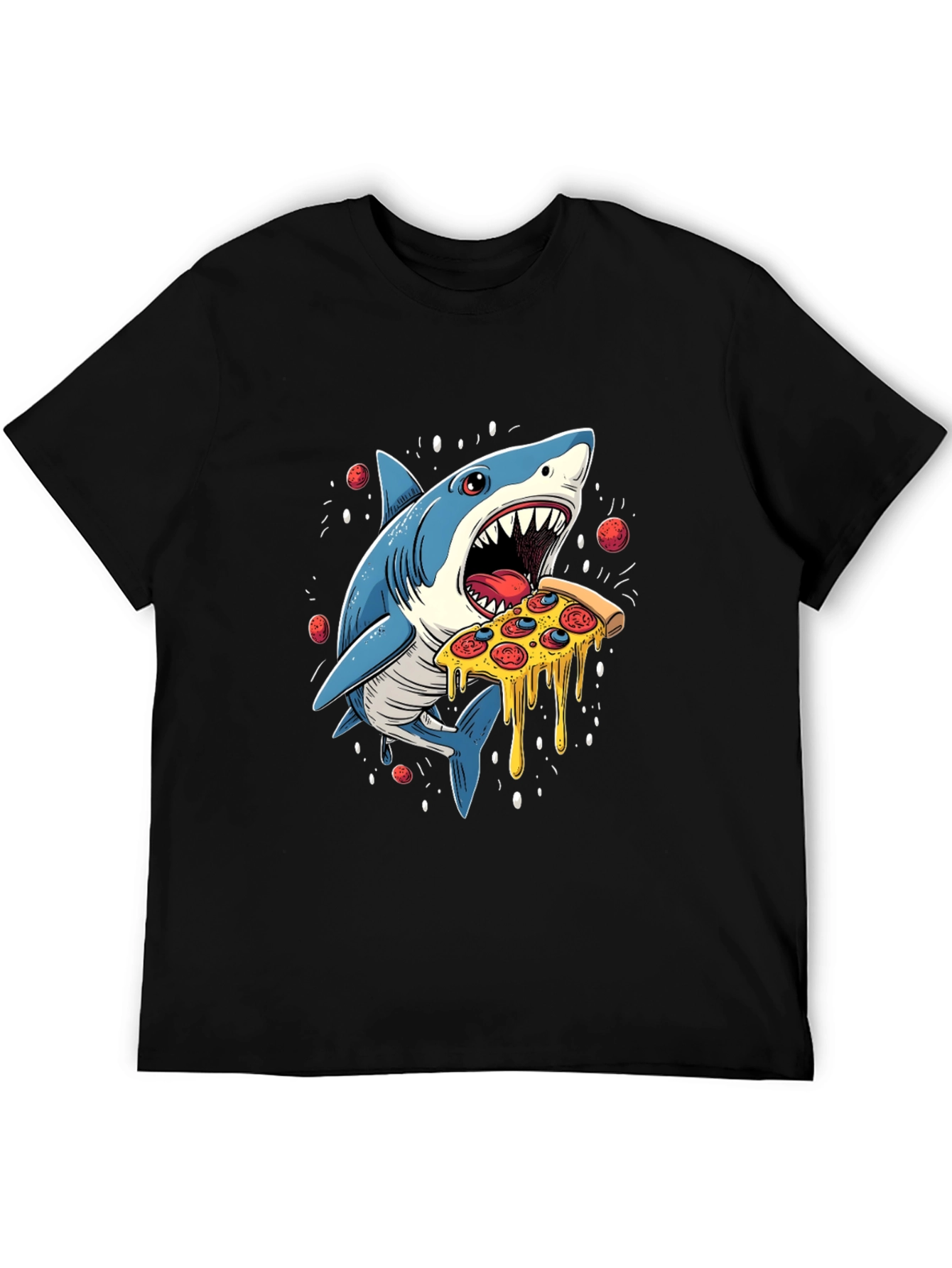 Shark Pizza T-Shirt - Novelty Graphic Tee