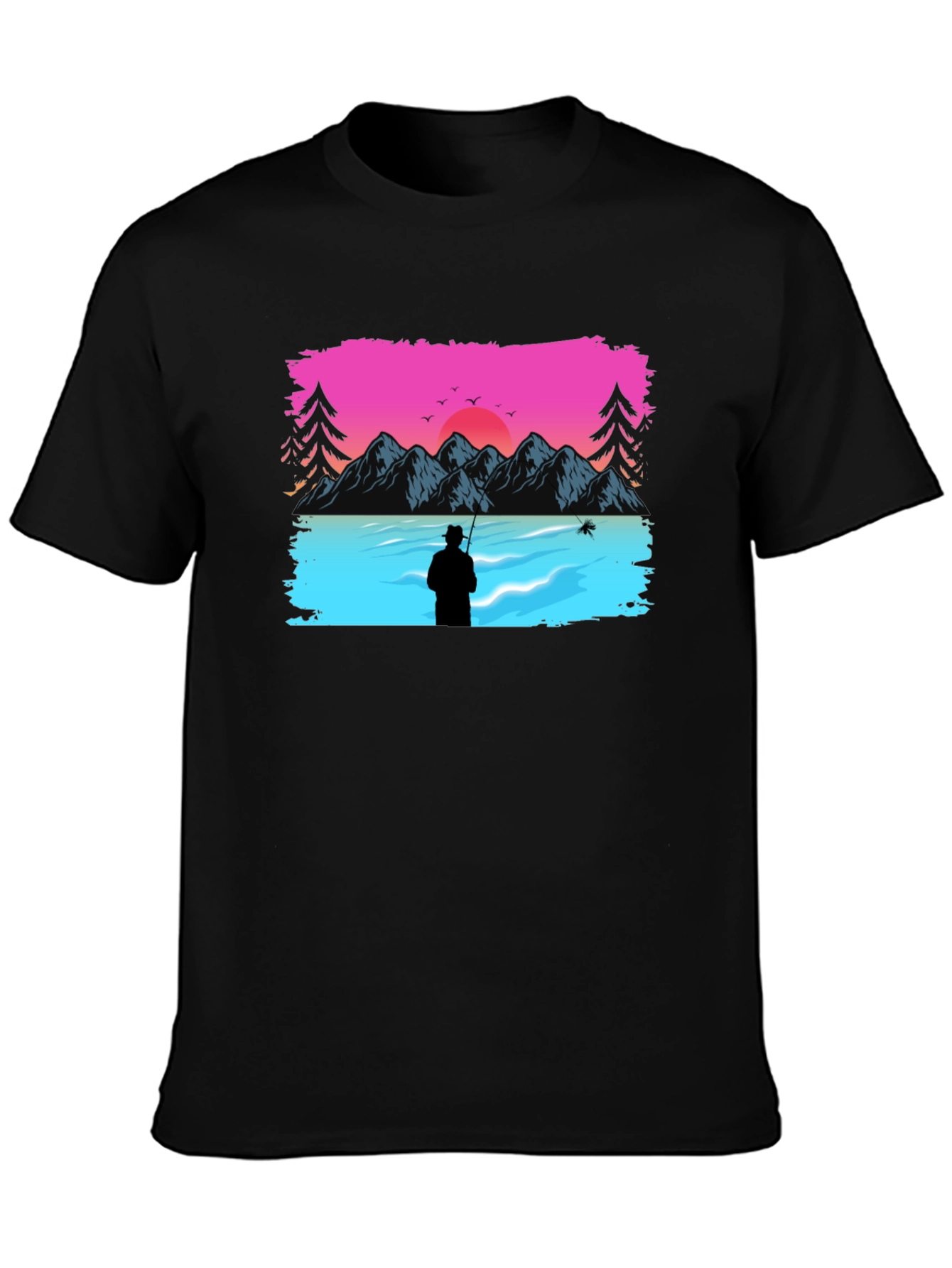 Retro Fishing Sunset Graphic Tee