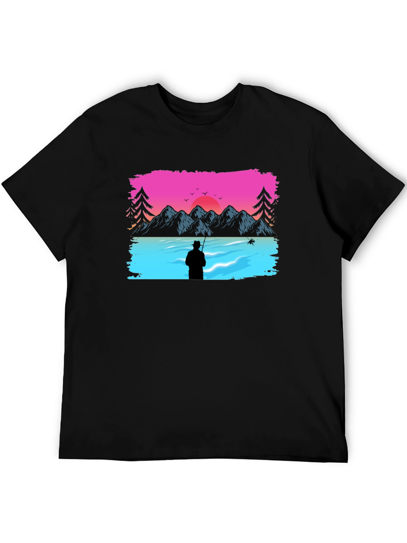 Retro Fishing Sunset Graphic Tee