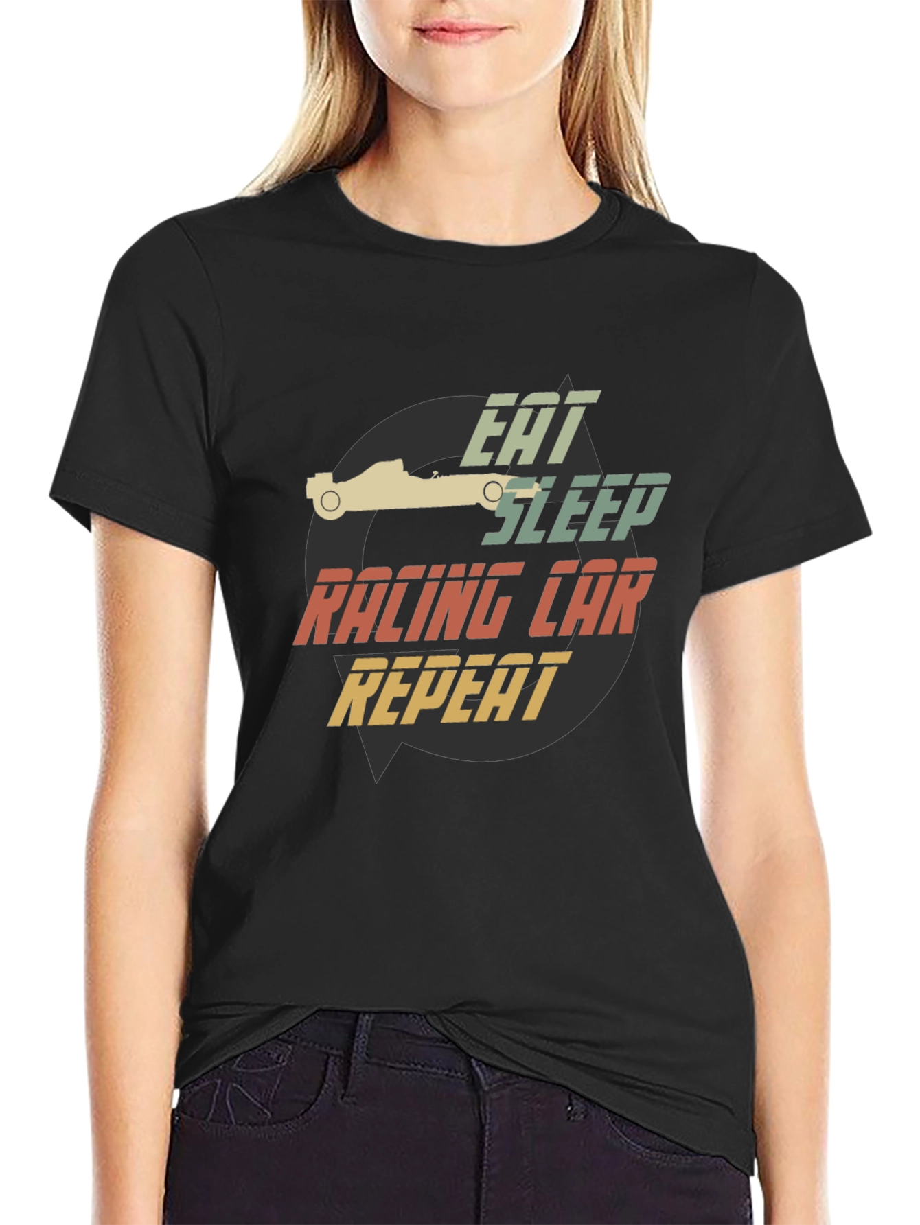 Eat Sleep Racing Car Repeat Black T-Shirt