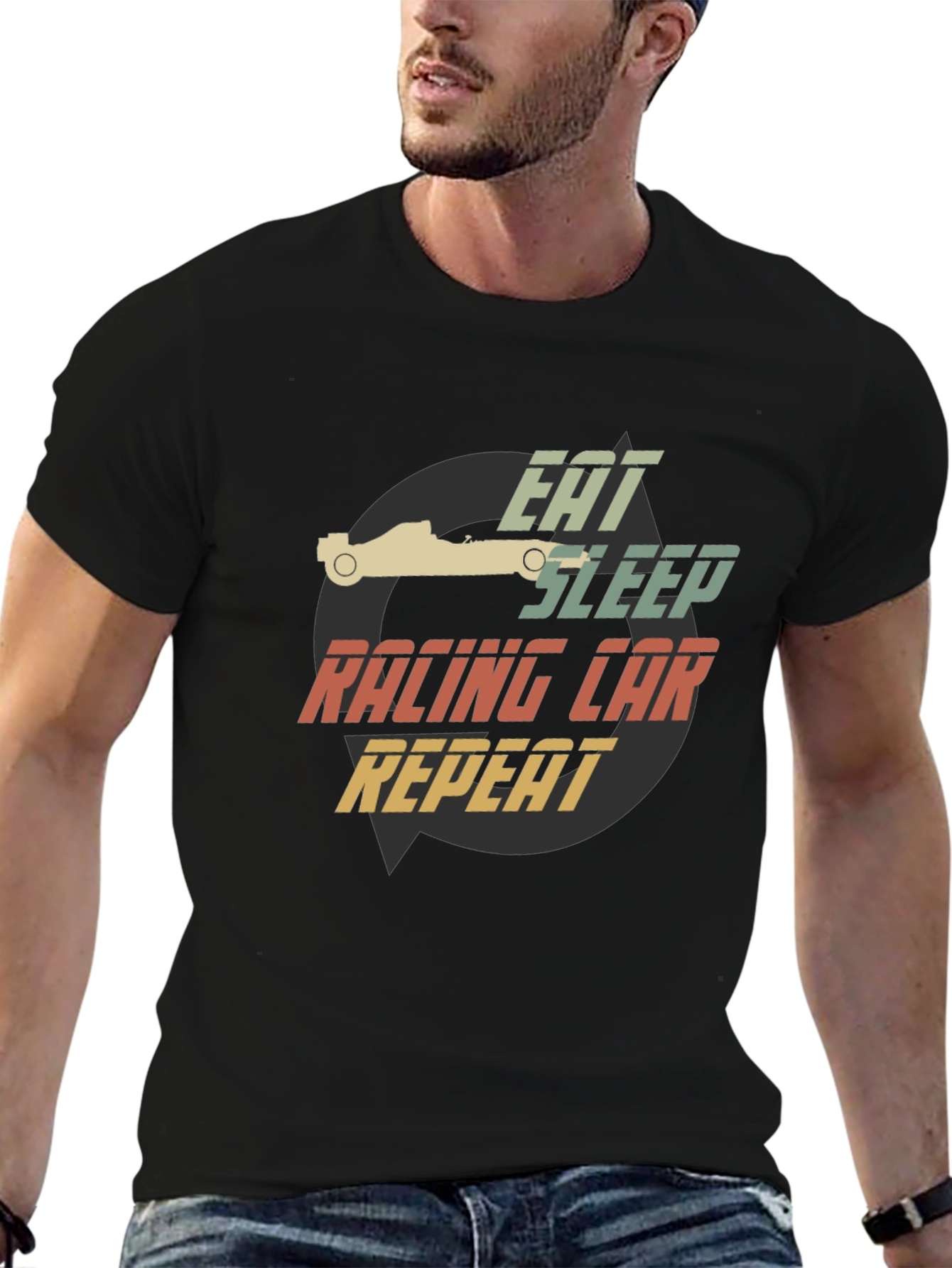 Eat Sleep Racing Car Repeat Black T-Shirt