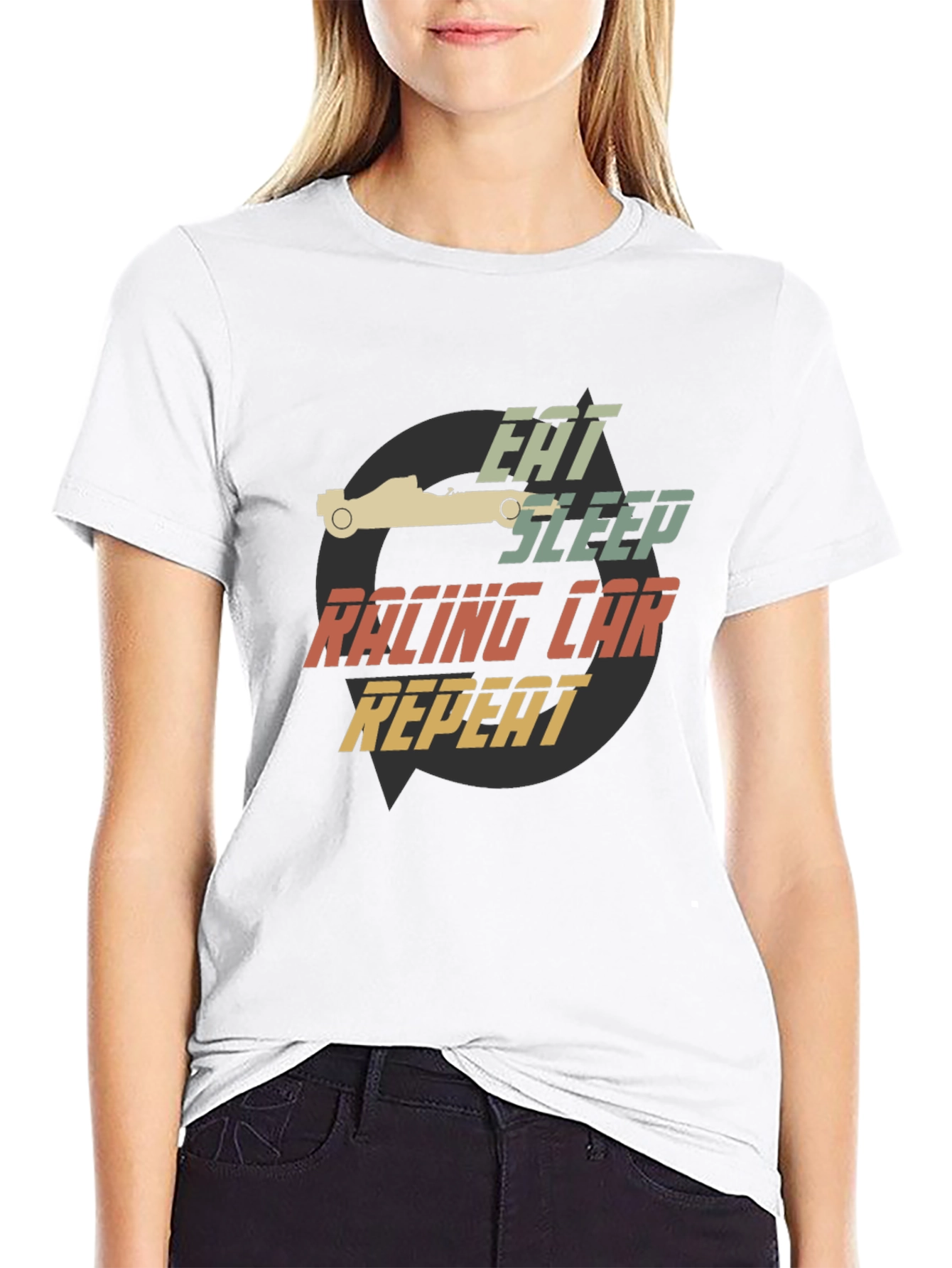 Eat Sleep Racing Car Repeat Black T-Shirt