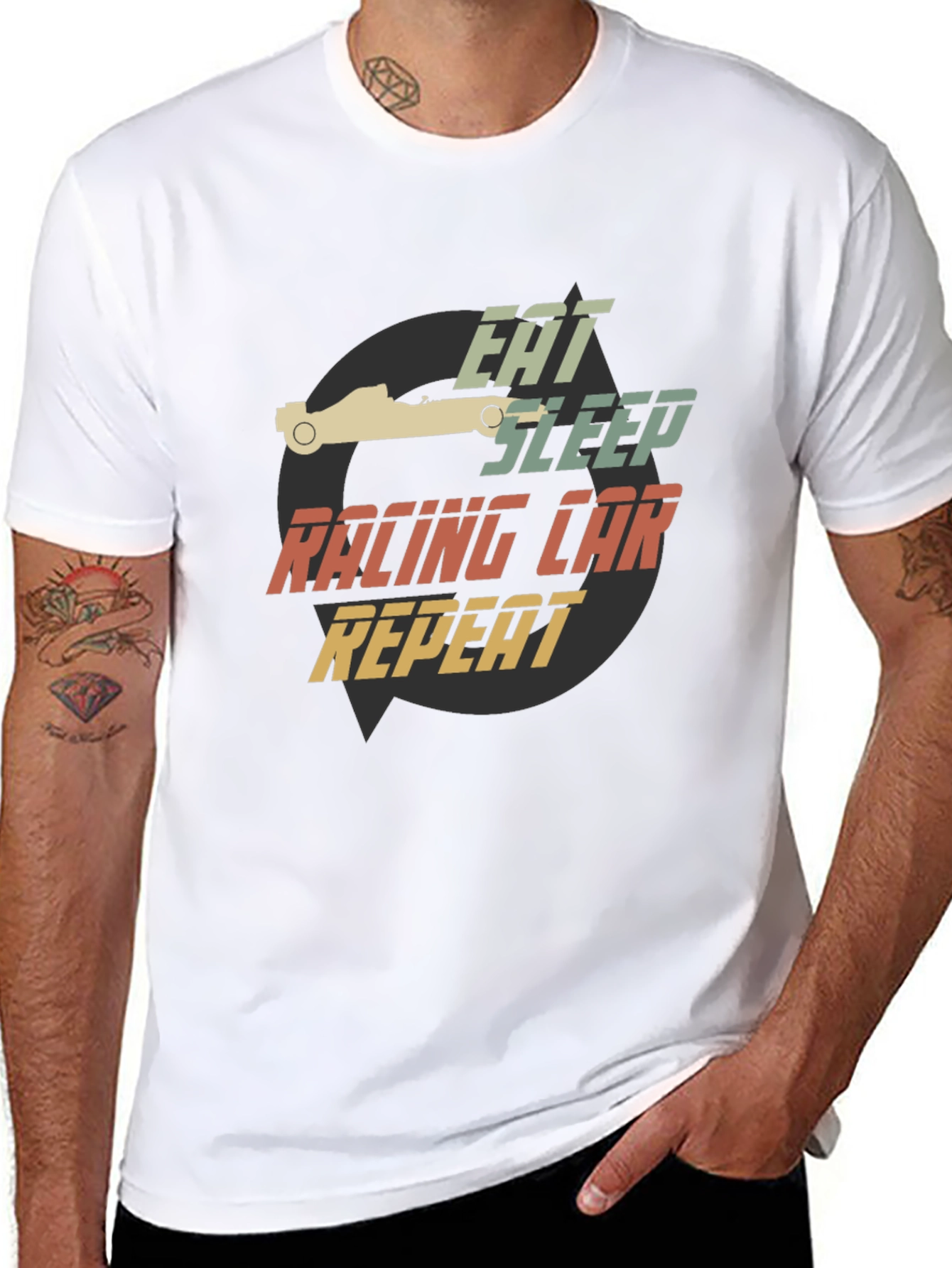 Eat Sleep Racing Car Repeat Black T-Shirt