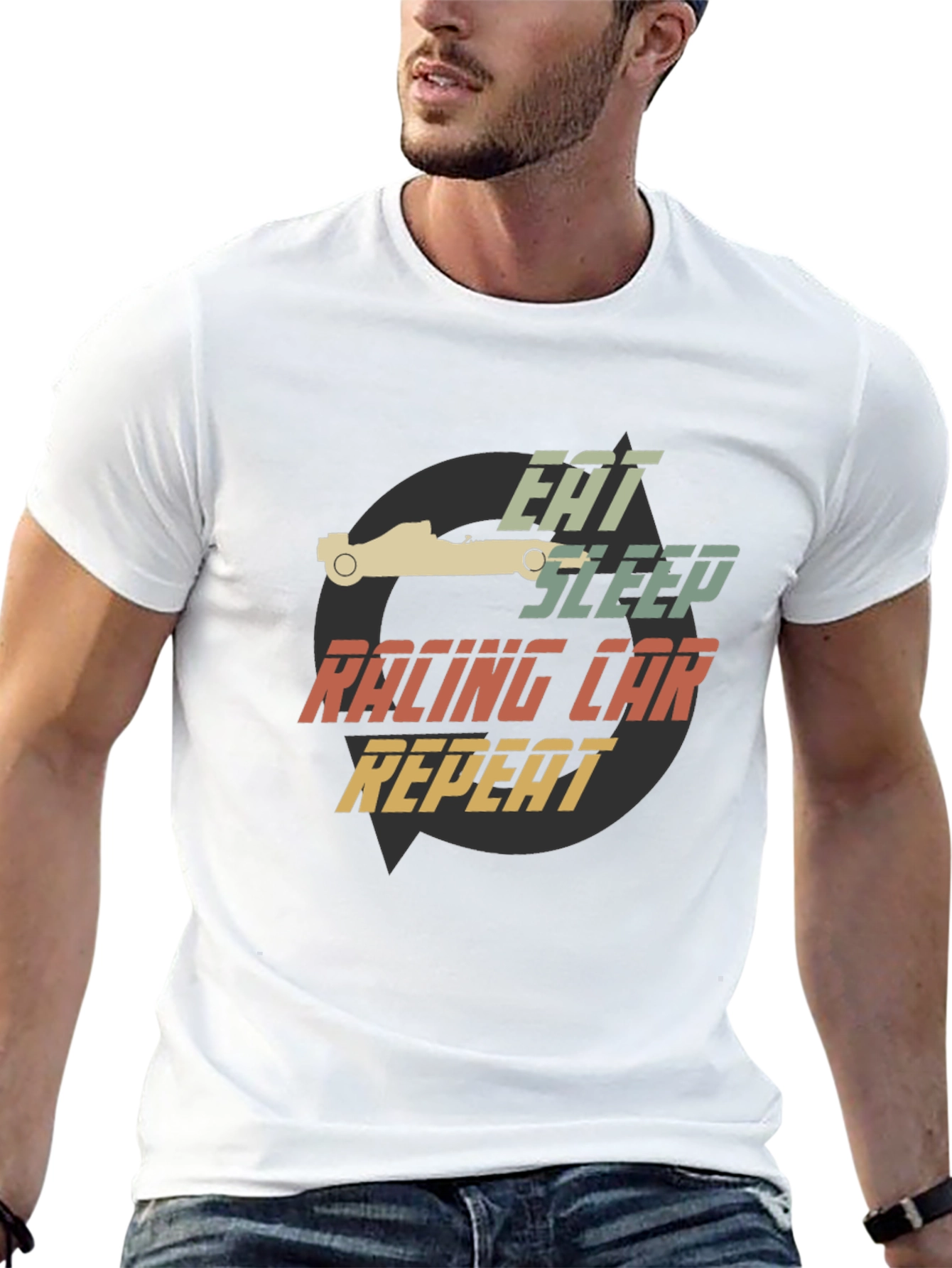 Eat Sleep Racing Car Repeat Black T-Shirt
