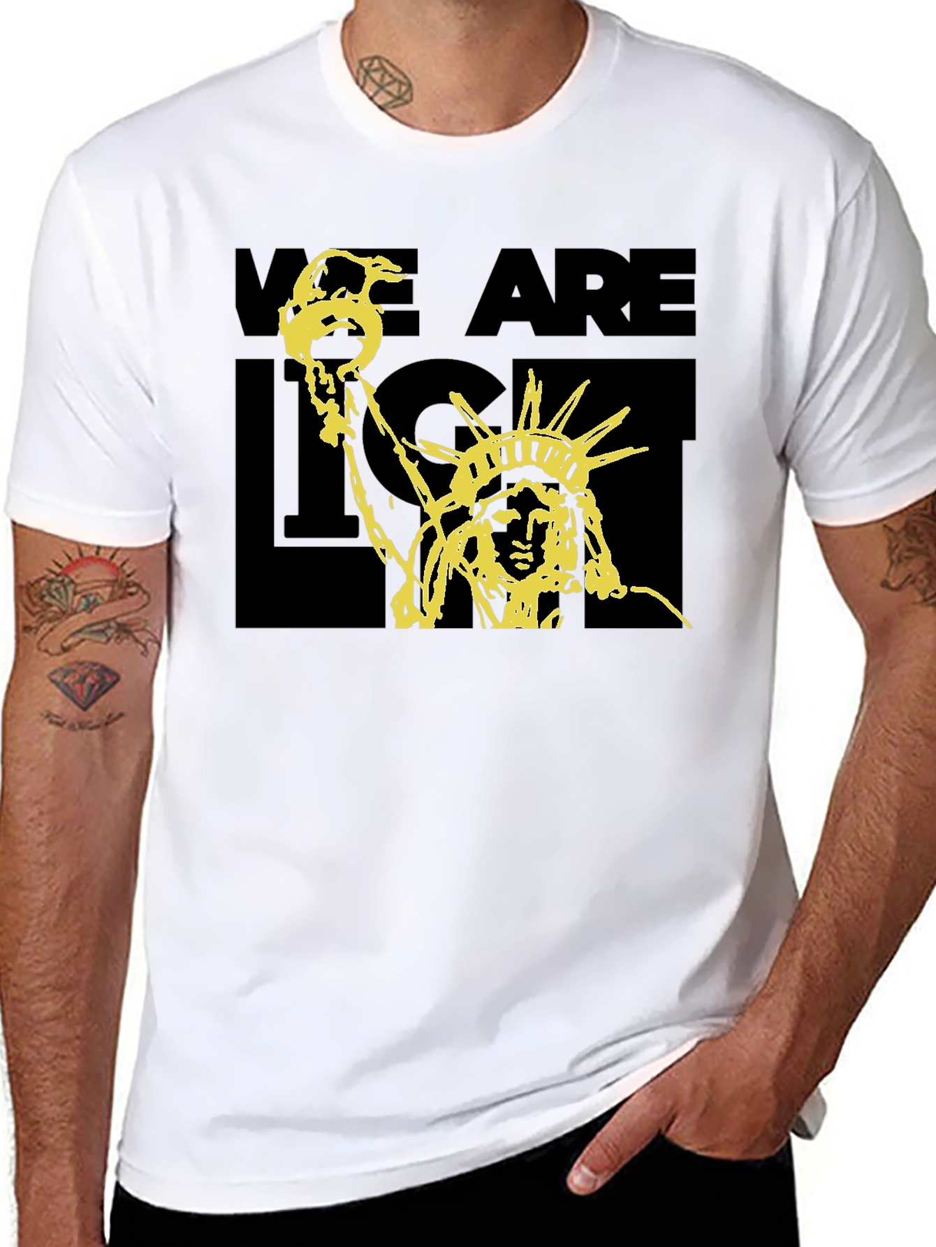 Statue of Liberty Graphic Print T-Shirt - Black
