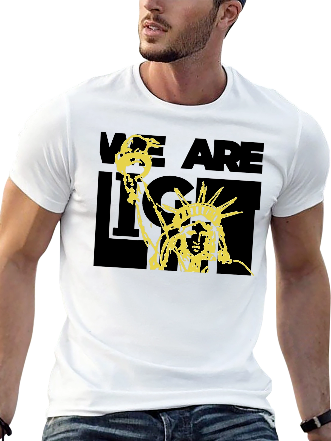 Statue of Liberty Graphic Print T-Shirt - Black