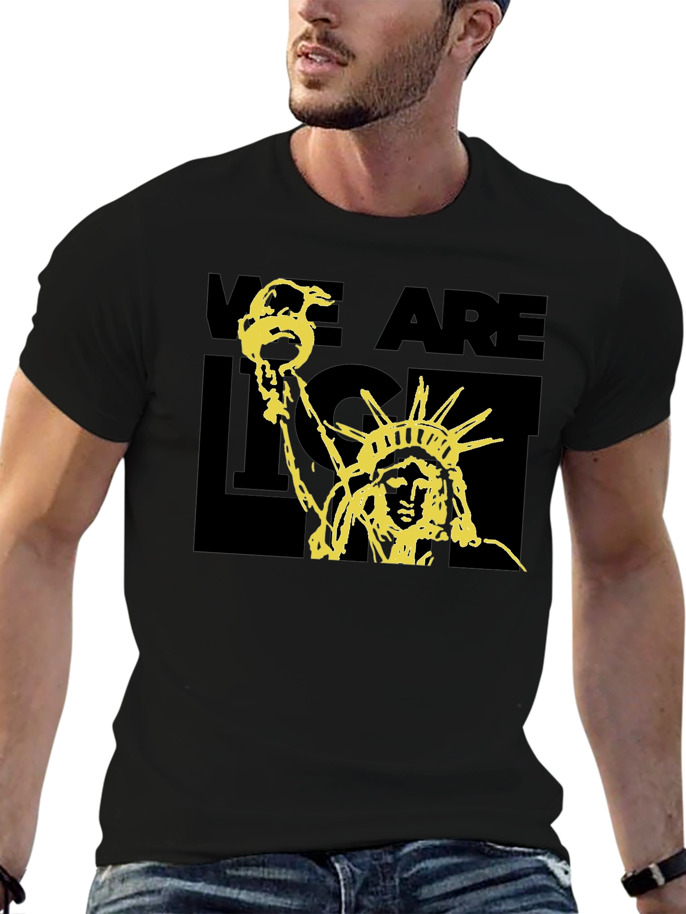 Statue of Liberty Graphic Print T-Shirt - Black