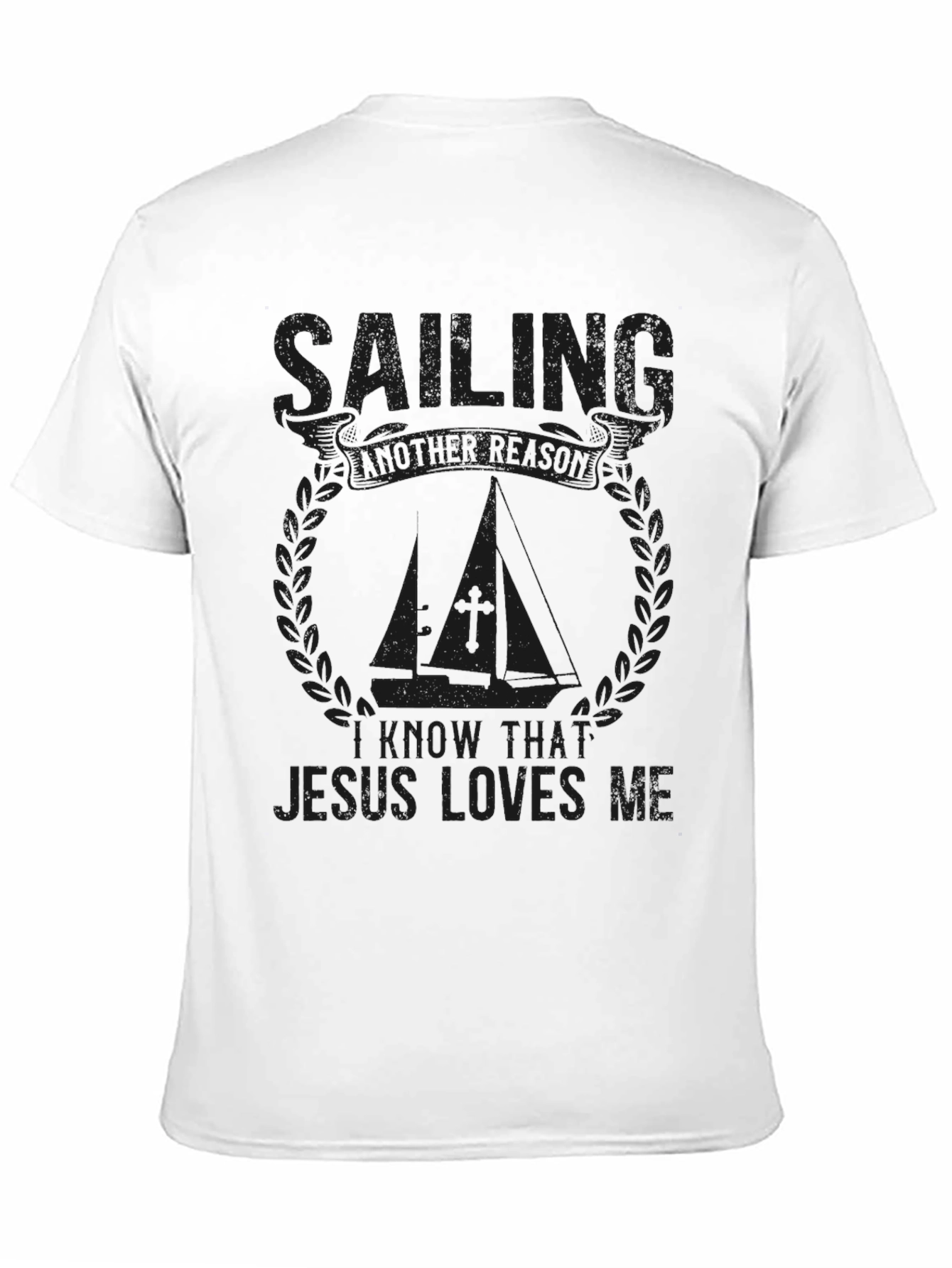 Sailing Jesus Loves Me Black T-Shirt