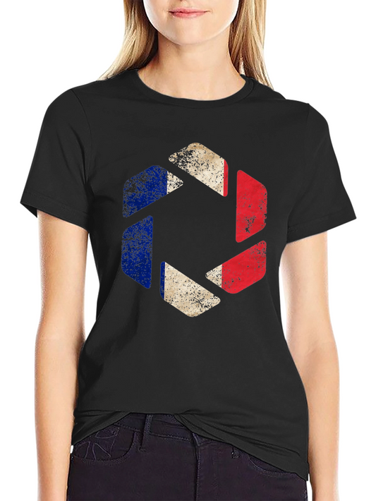 France Flag Shutter T-Shirt - Mens Black Graphic Tee