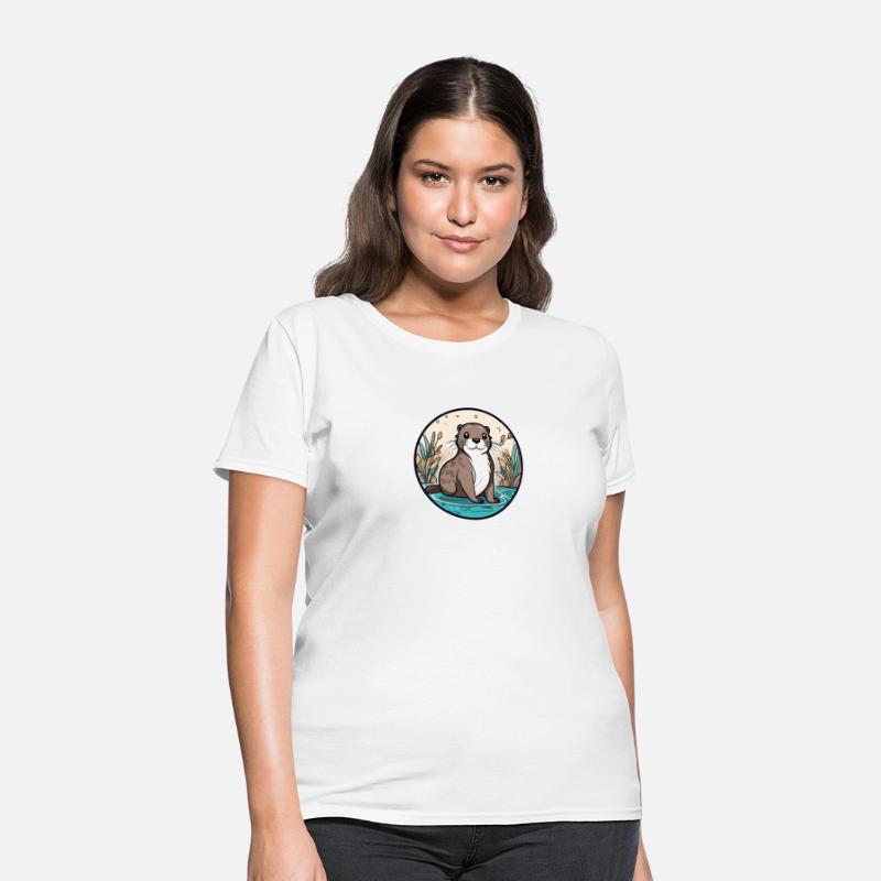 a cute otter on a riverbank simplistic charming