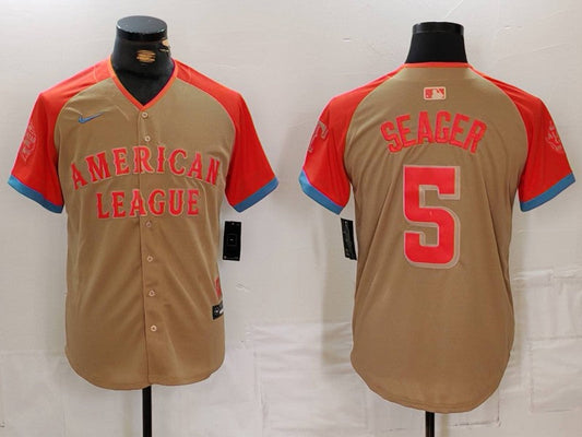 Men's American League Corey Seager #5 Cream 2024 MLB All-Star Game Limited Player Jerseys